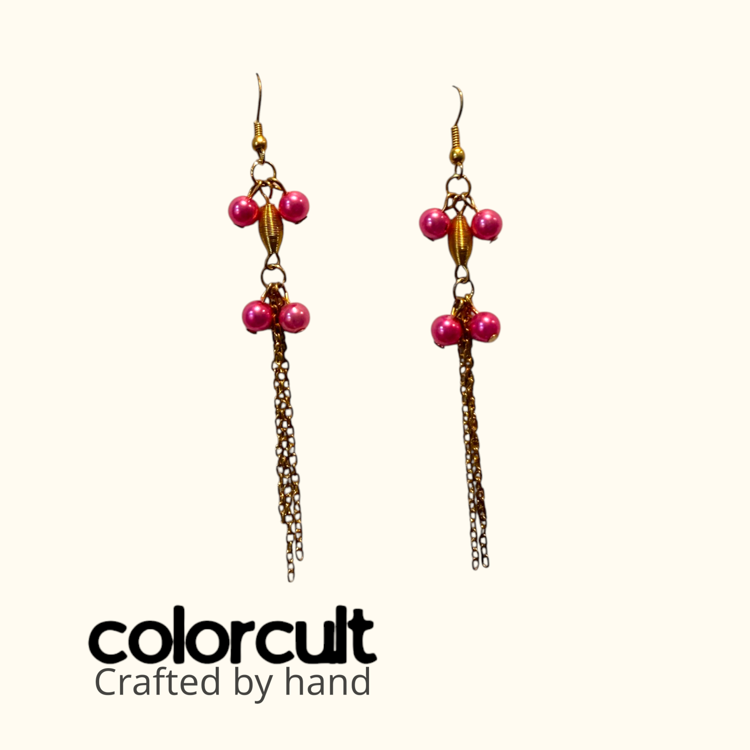 Fuchsia Pearl & Golden Chain Tassel Dangles (2).png