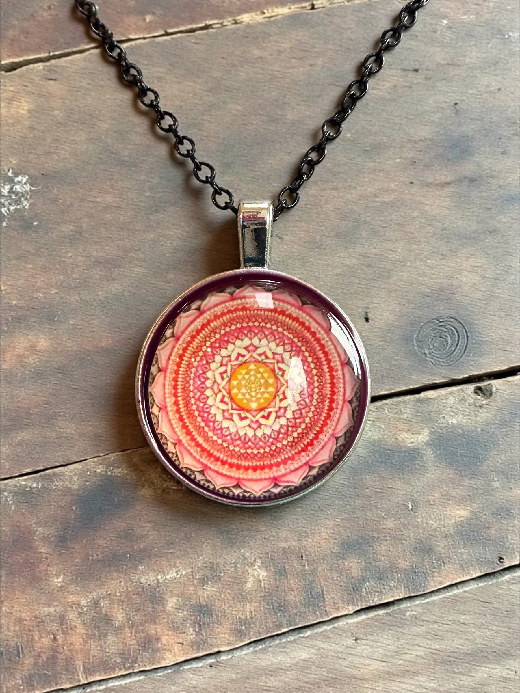 1-inch Mandala Pendant Necklace #4