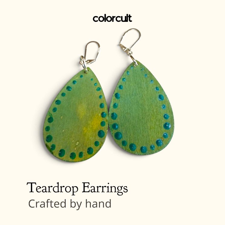 Distressed Greens Teardrop Earrings