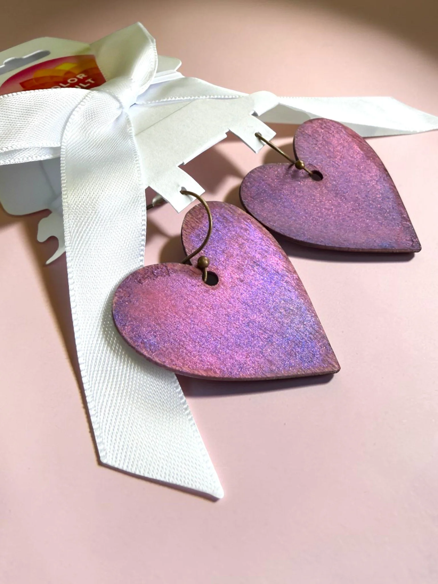 Distressed Purple Rustic Heart Earrings