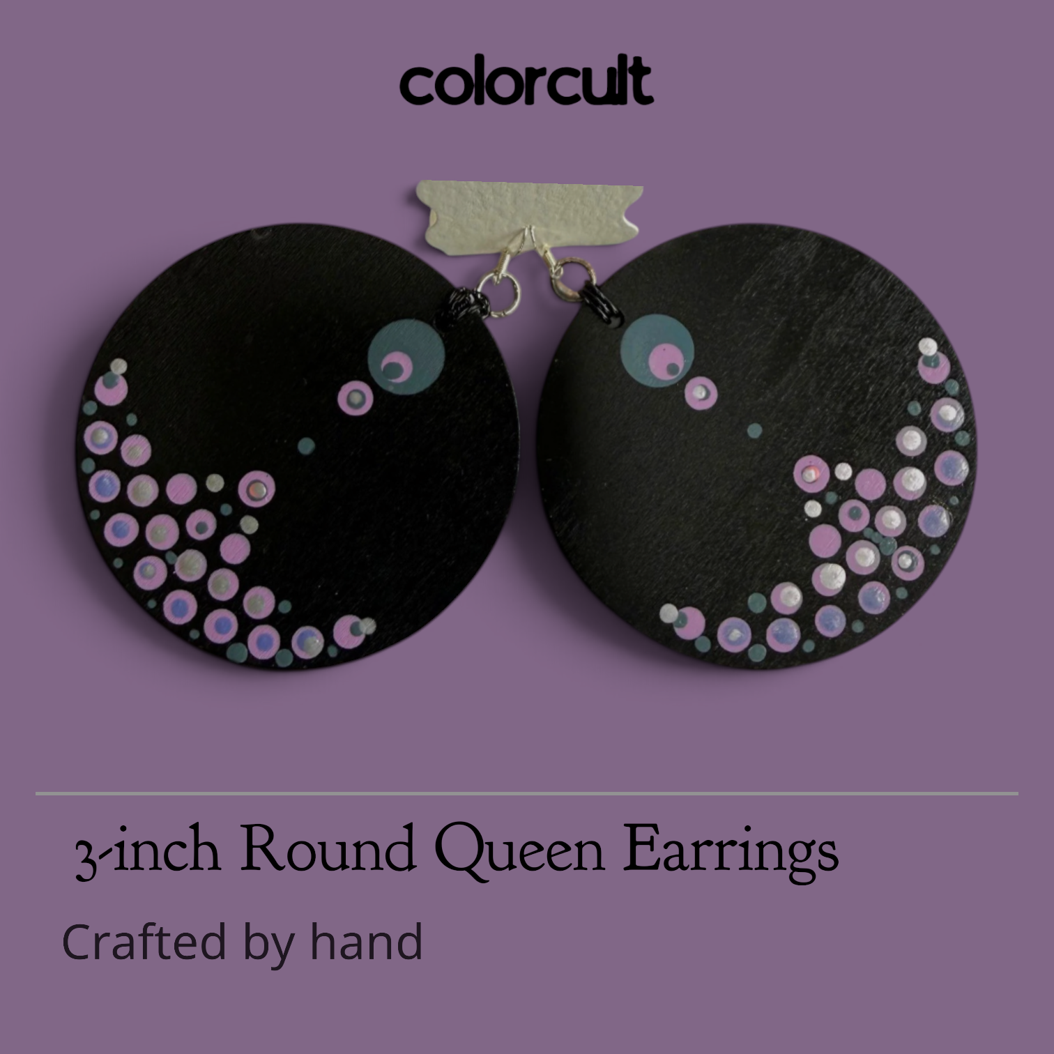 Black Lavender Queen Round Earrings