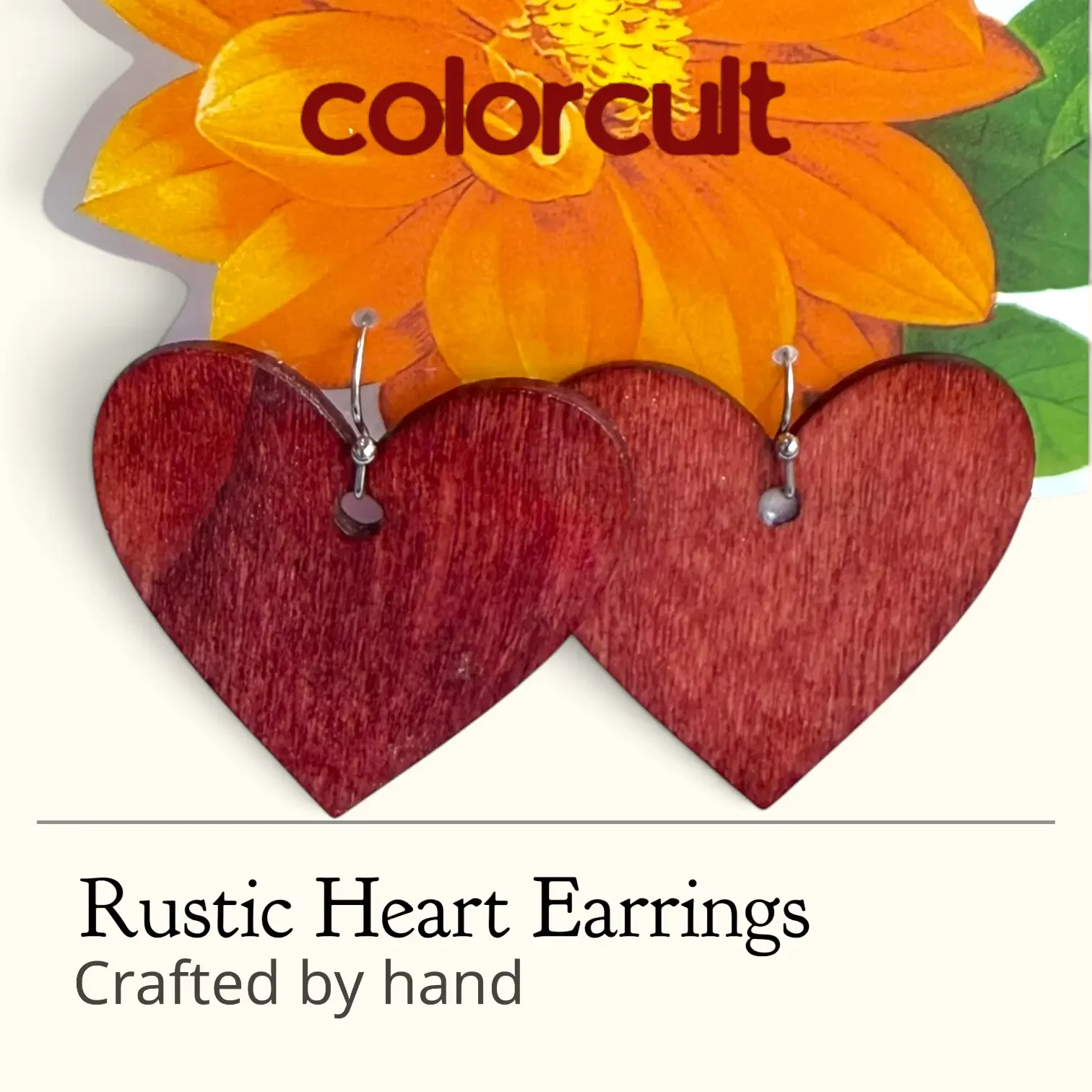 Color Cult Earthy Red Rustic Heart Earrings (1).webp