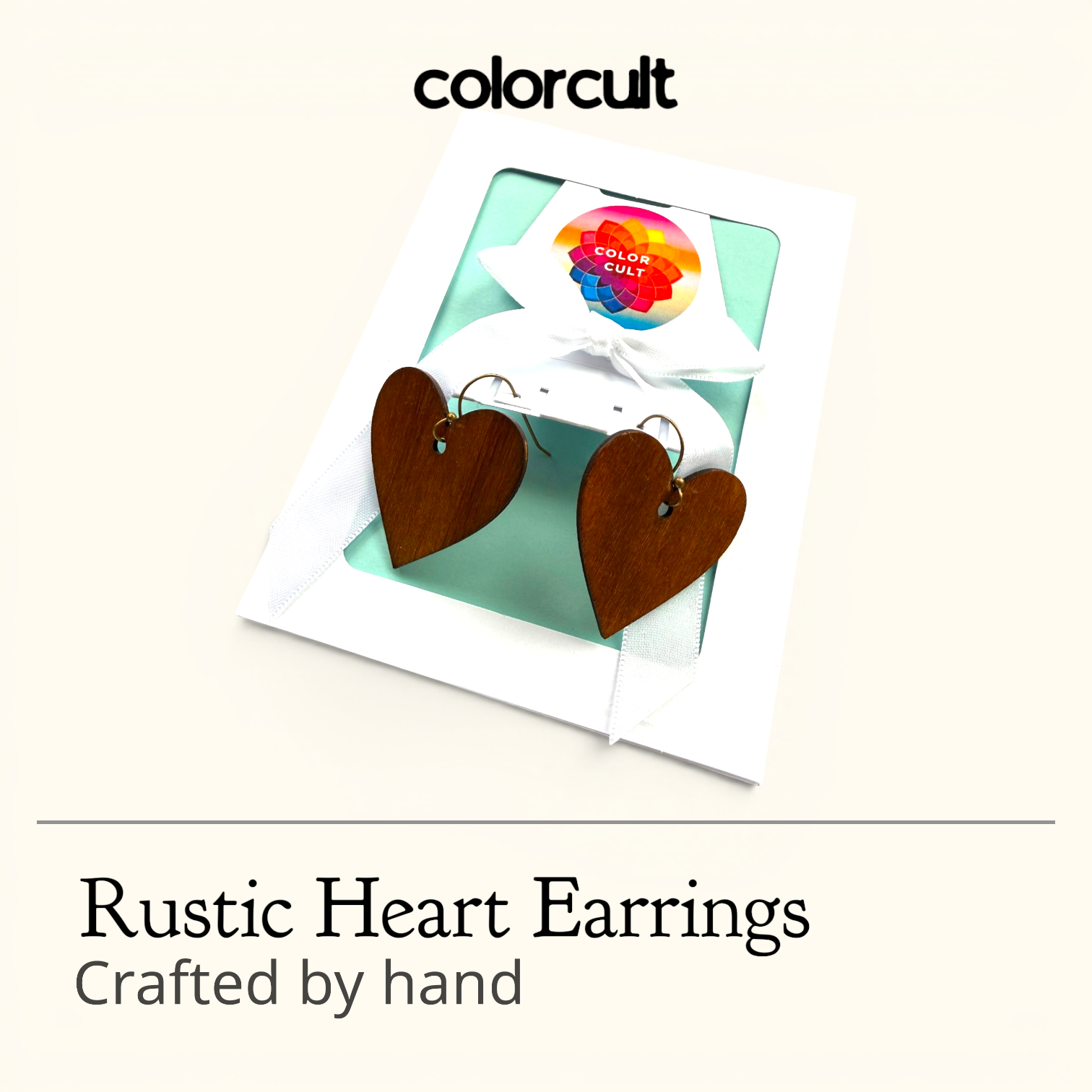 Hand-Crafted Wooden Heart Earrings - Eco Chic