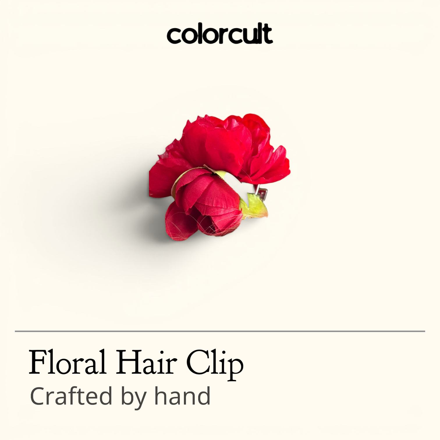 Crimson Peony Hair Clip