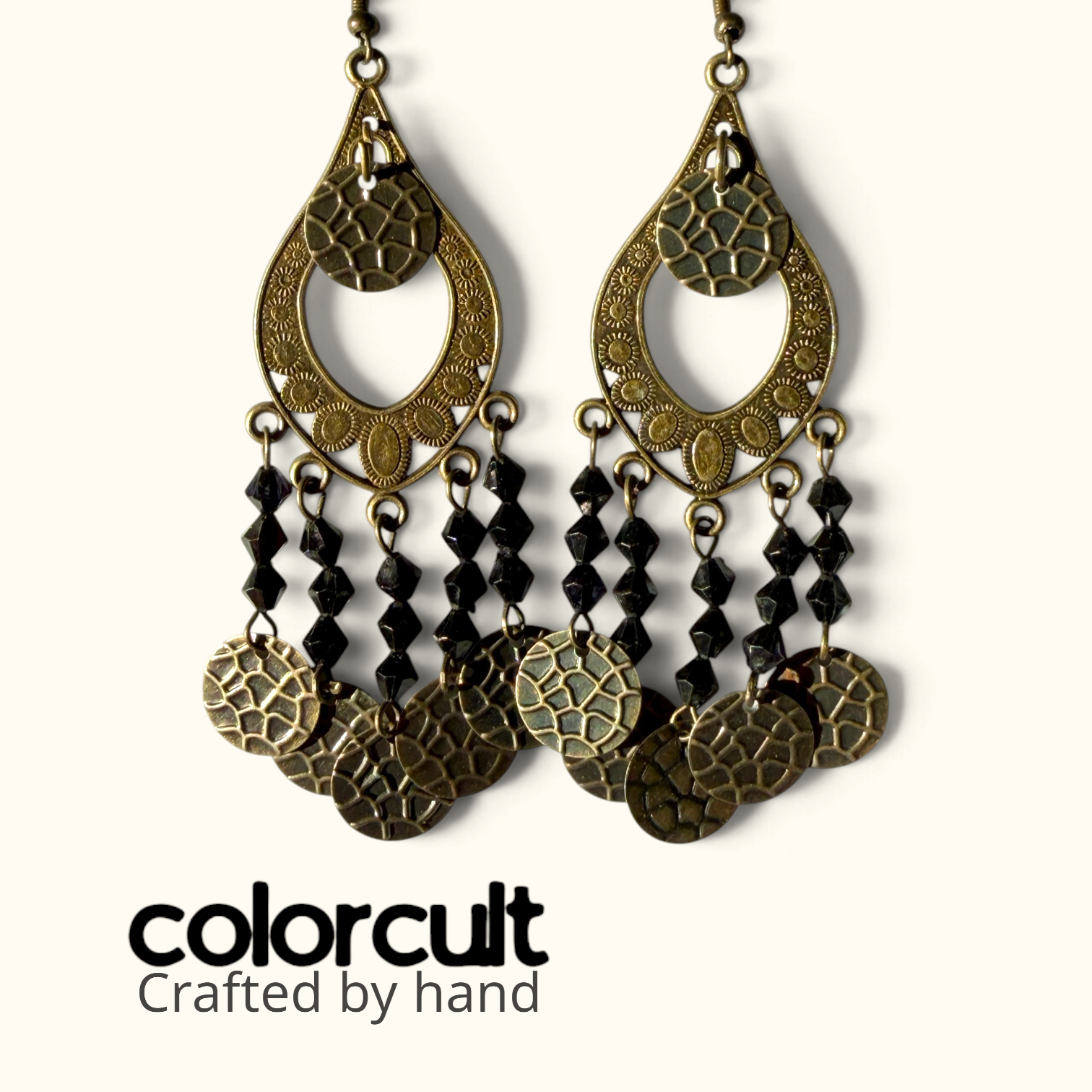 Onyx Crystal & Hammered Coin Chandelier Earrings (1).png