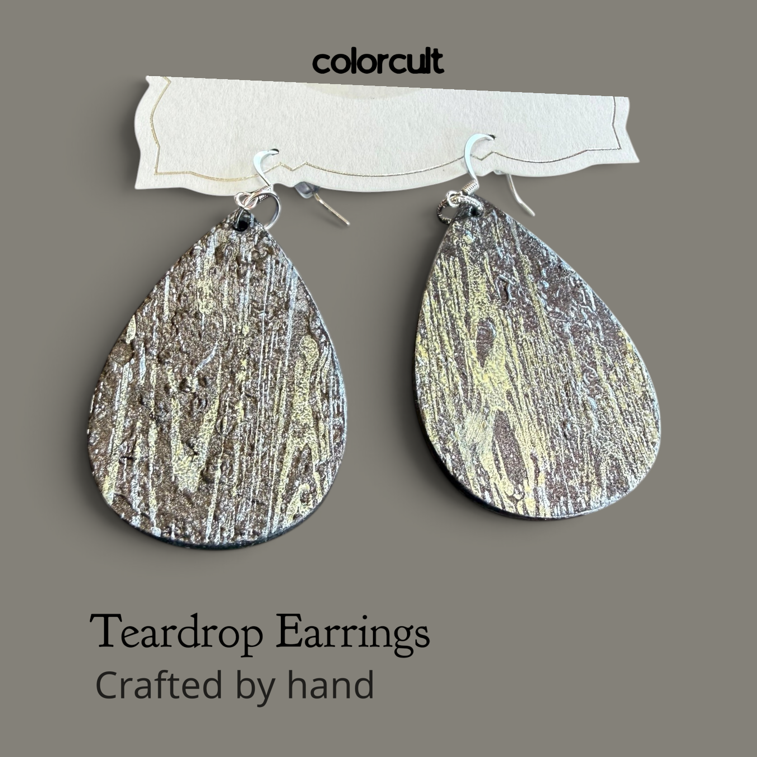 Woodgrain Elegance Teardrop Earrings