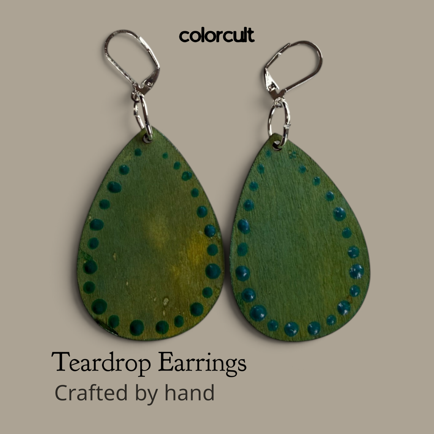 Distressed Greens Teardrop Earrings