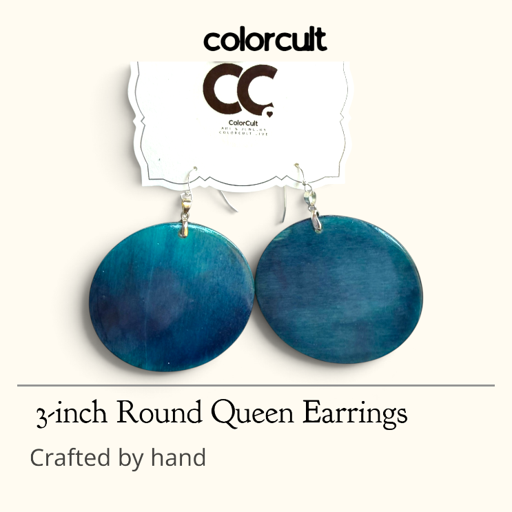 Reversible Blue Green Glow Queen Round Earrings