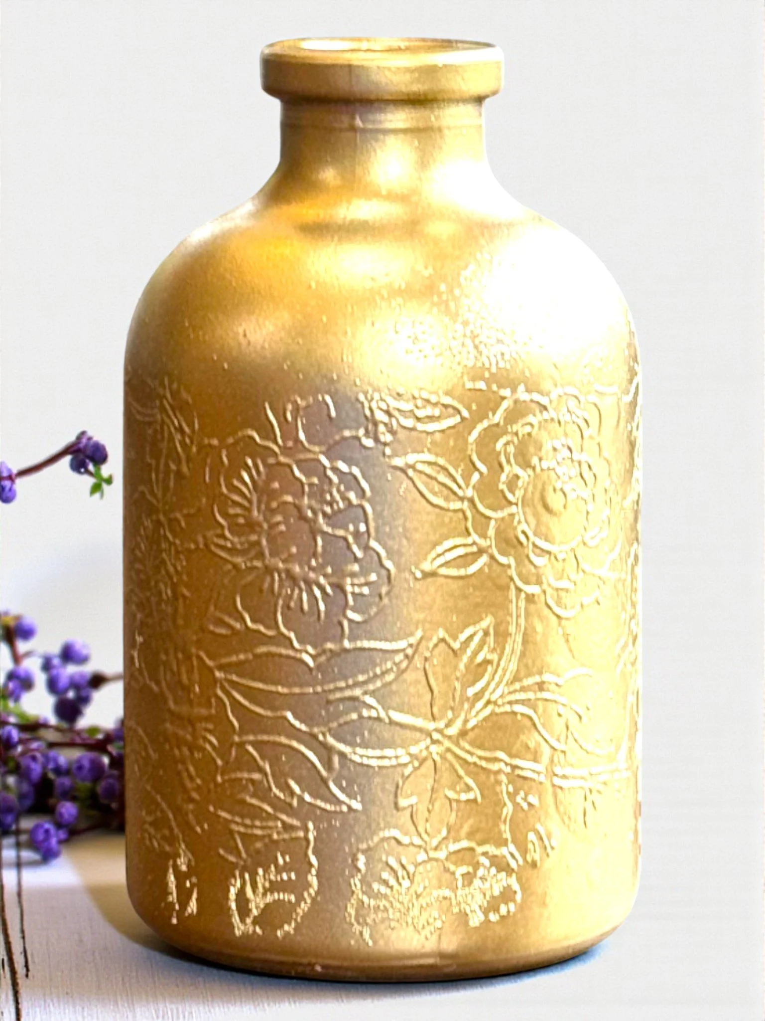 Small Bud Bottle Gold Floral Embossed.jpg