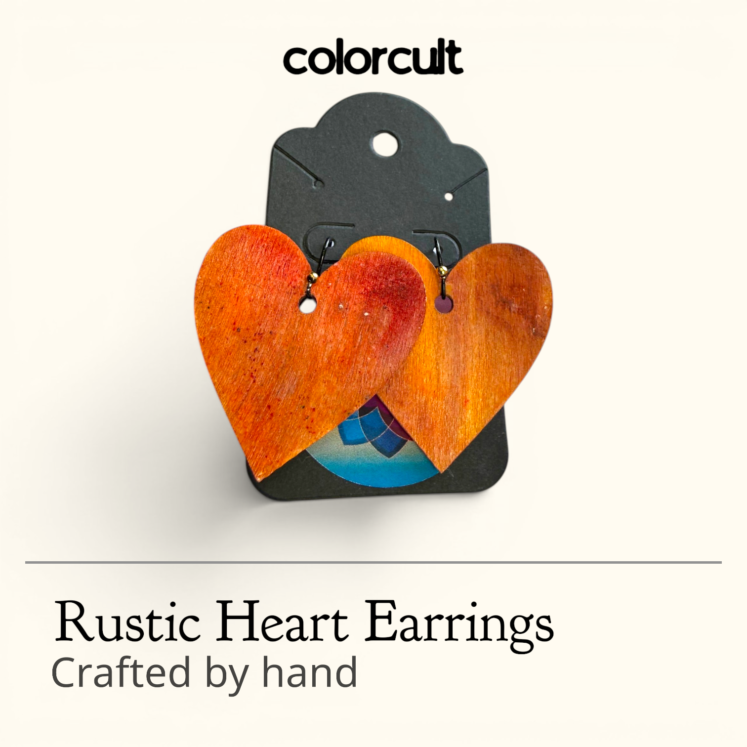 Distressed Sunset Rustic Heart Earrings