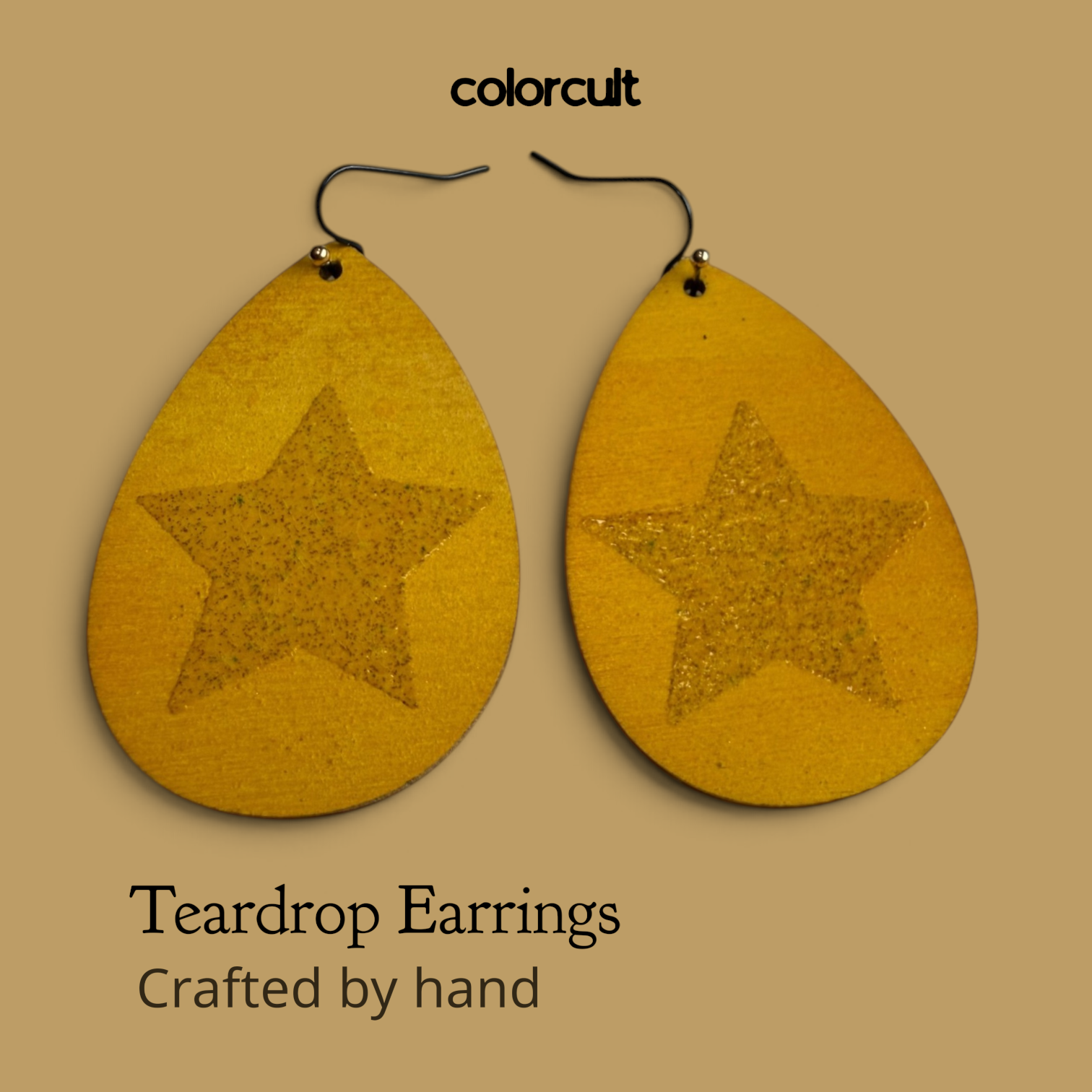 Yellow Star Teardrop Earrings