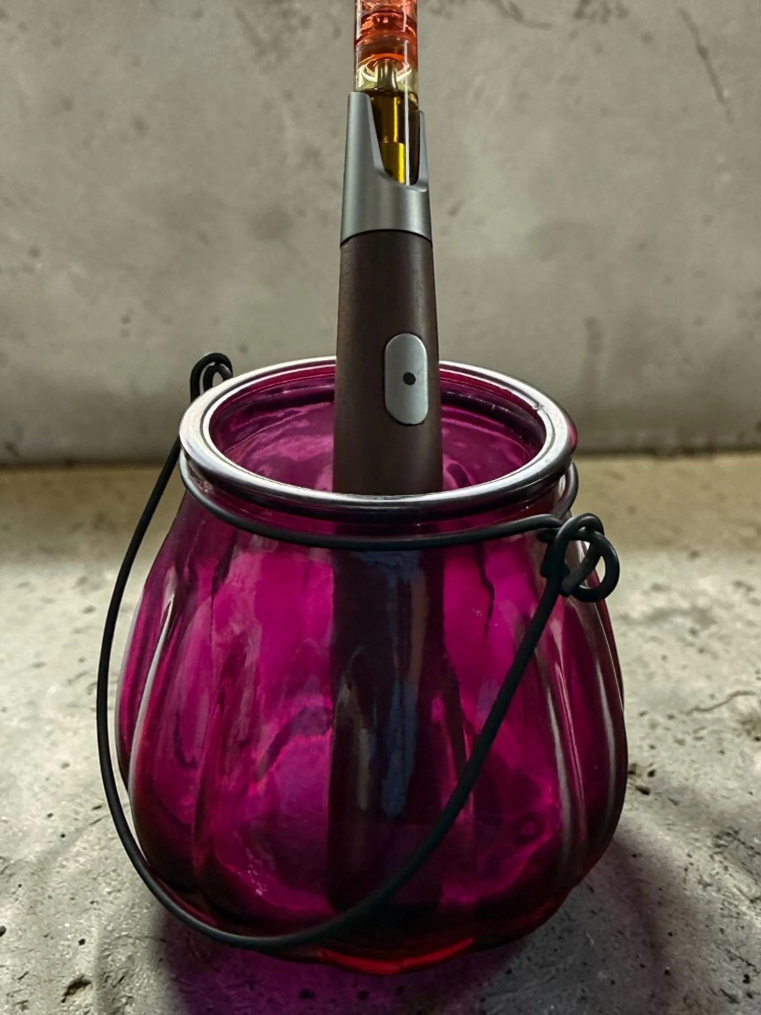 The Buddy System: Pen Battery with Burgundy Glass Holder