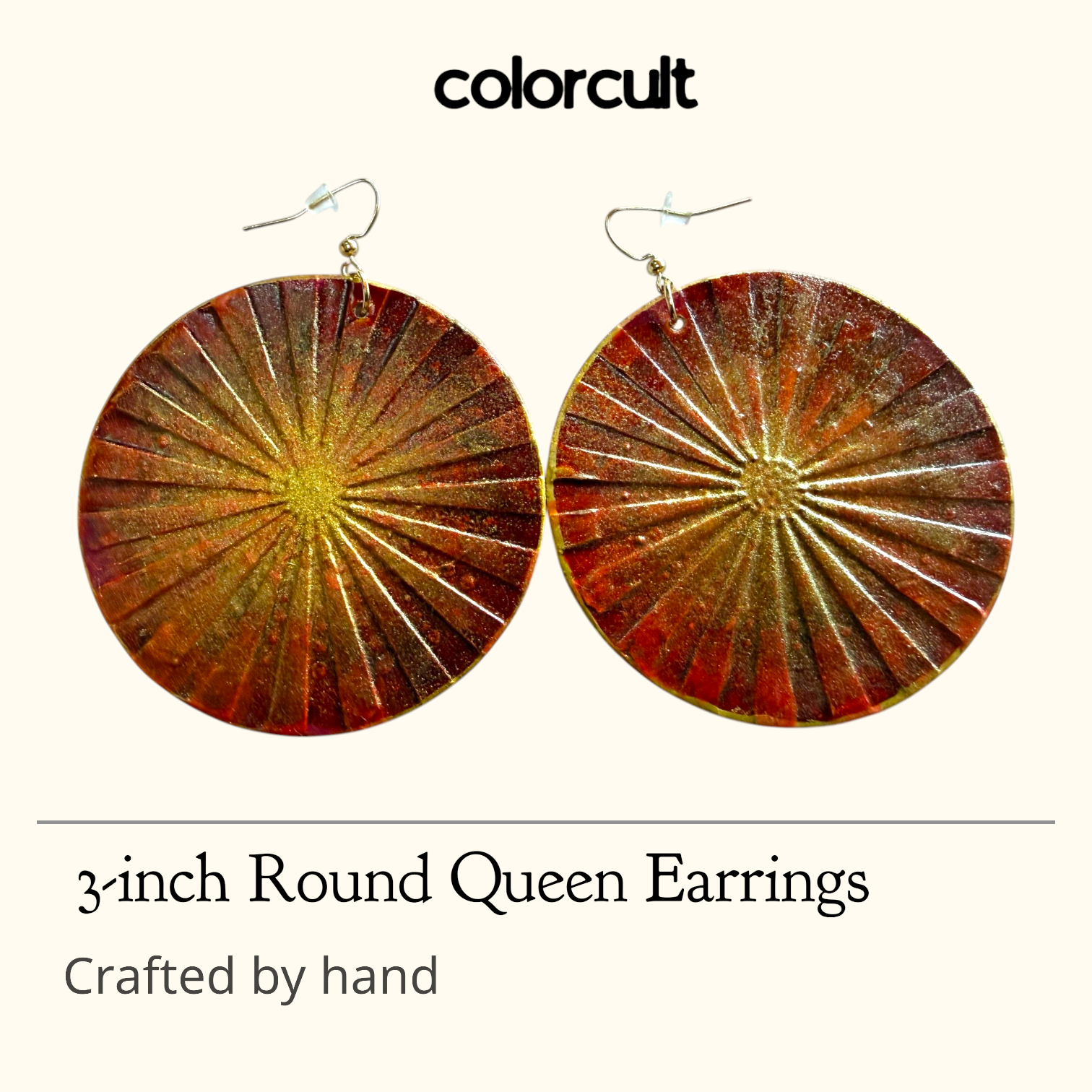 Hand-Sculpted Sunburst Queen Earrings