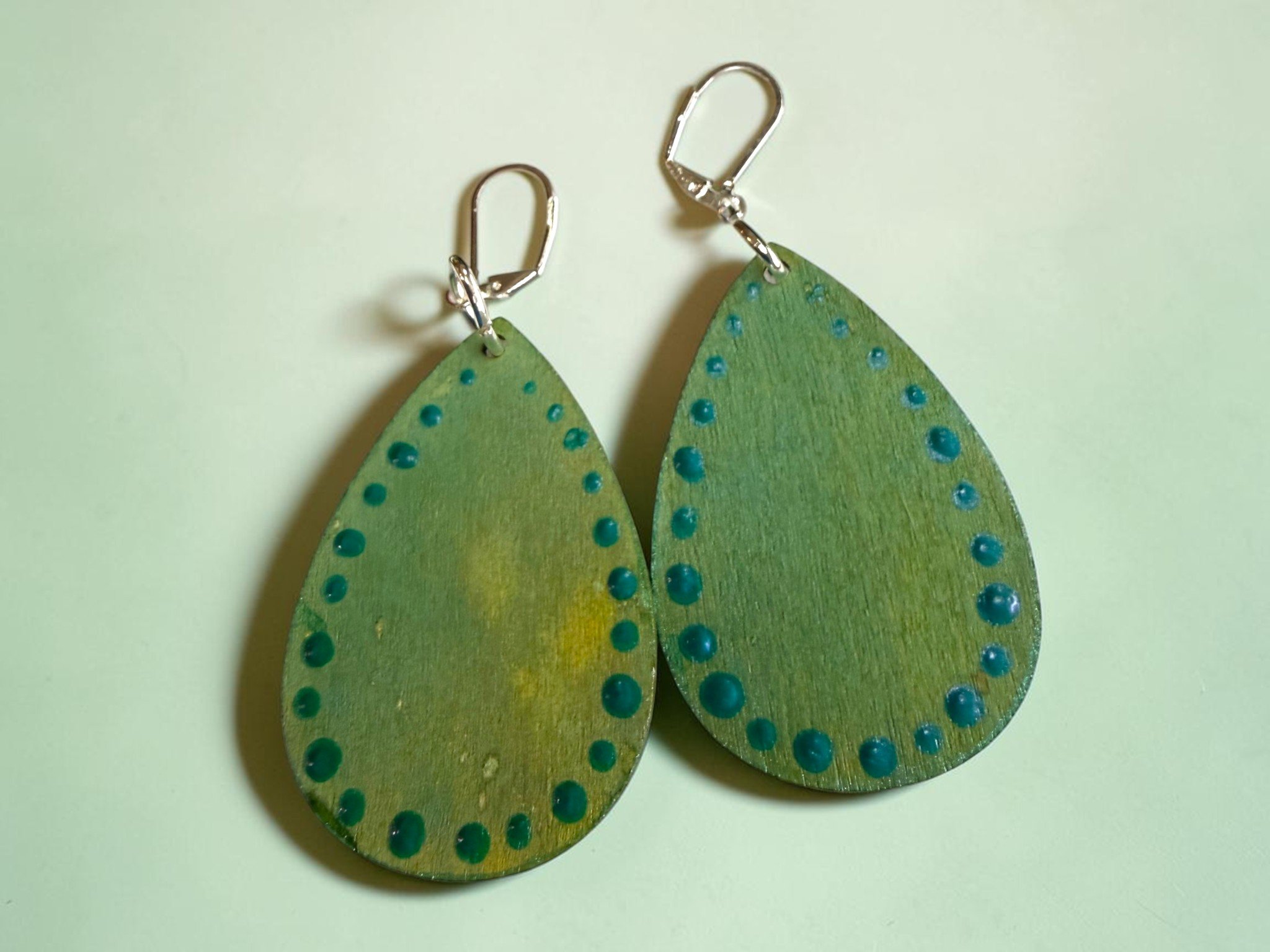 Distressed Greens Teardrop Earrings by Color Cult