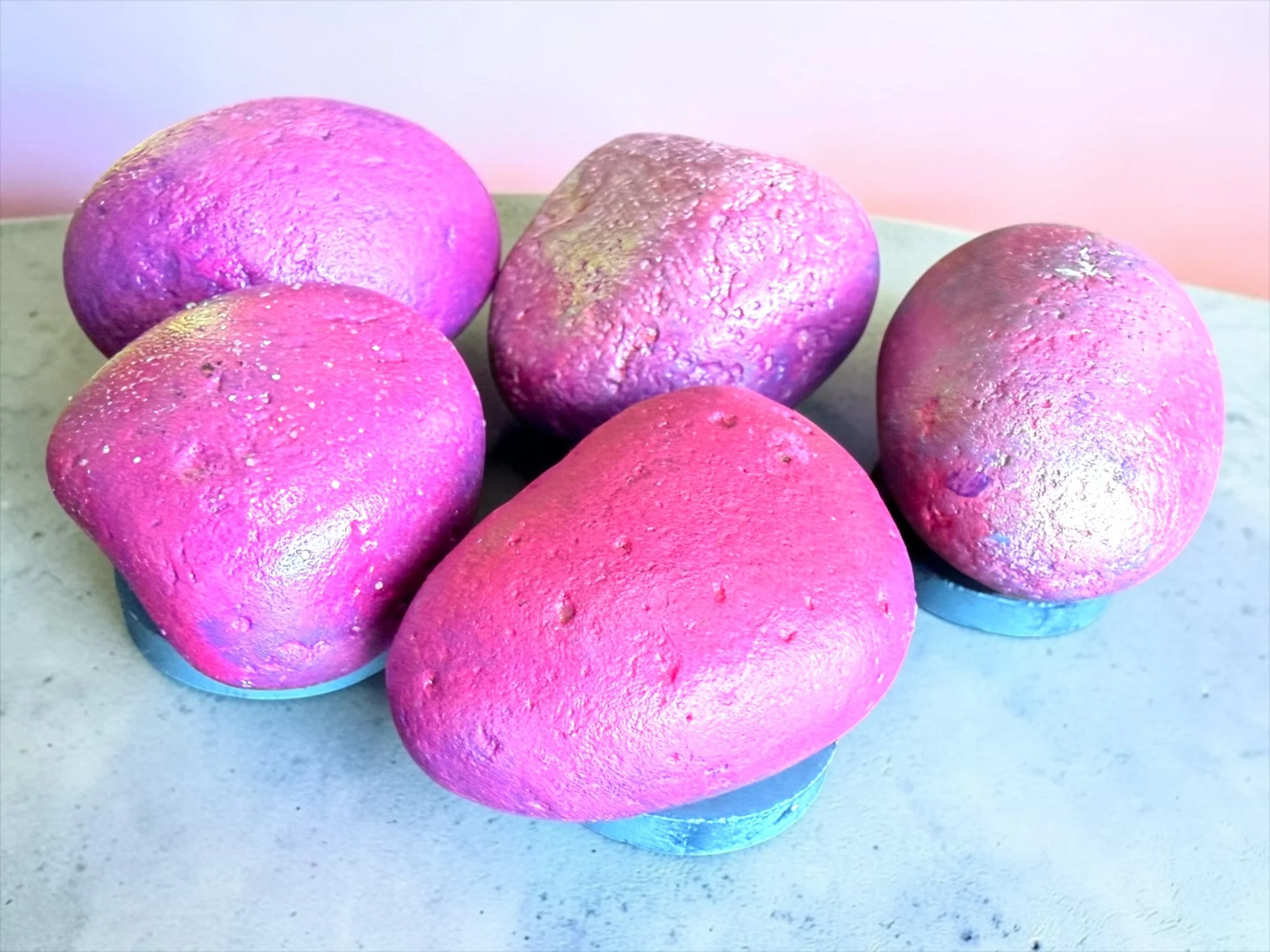 Vibrant Hand-painted Rock Magnet Set