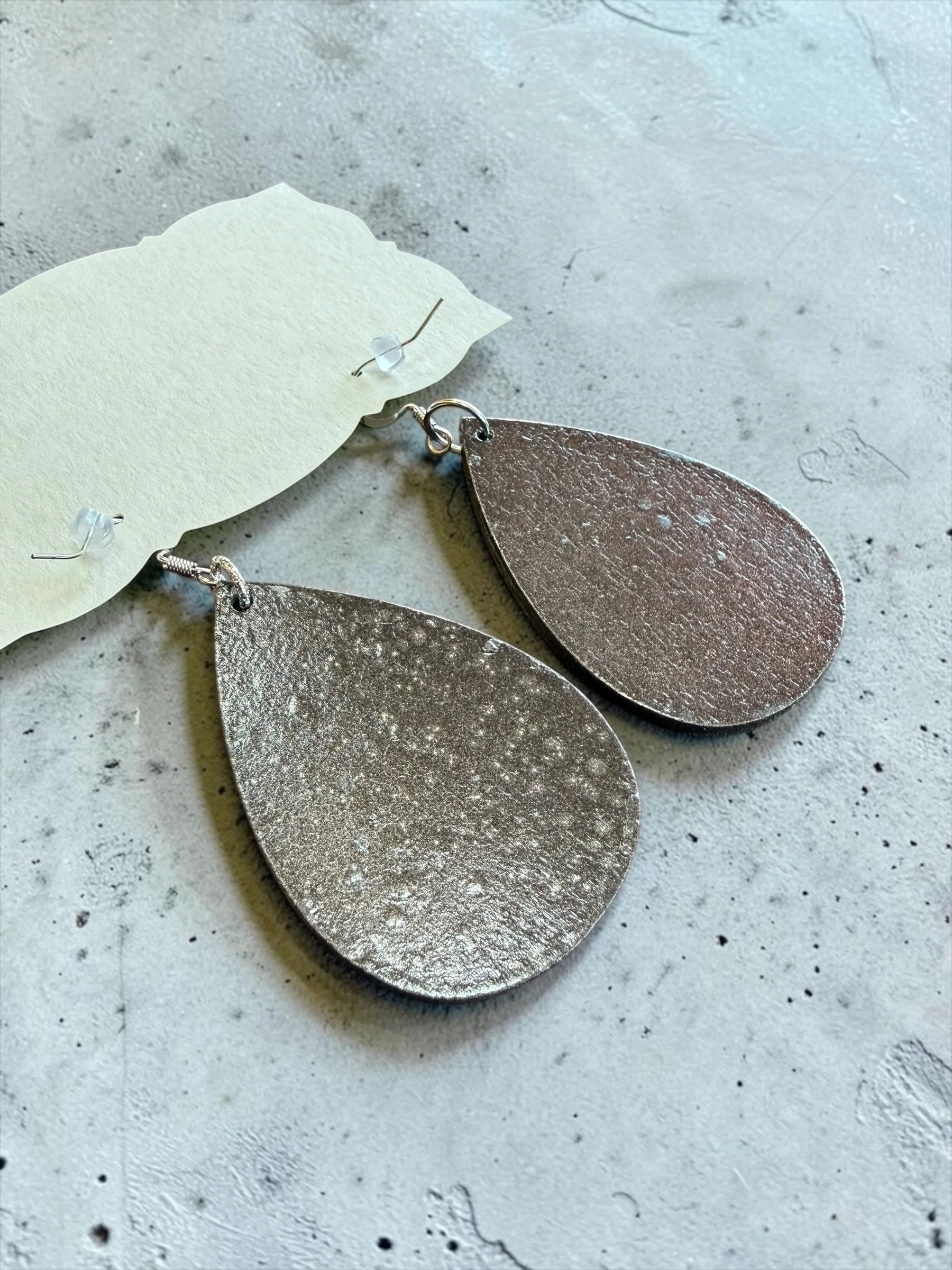 Woodgrain Embossed Teardrop Earrings (1).JPG
