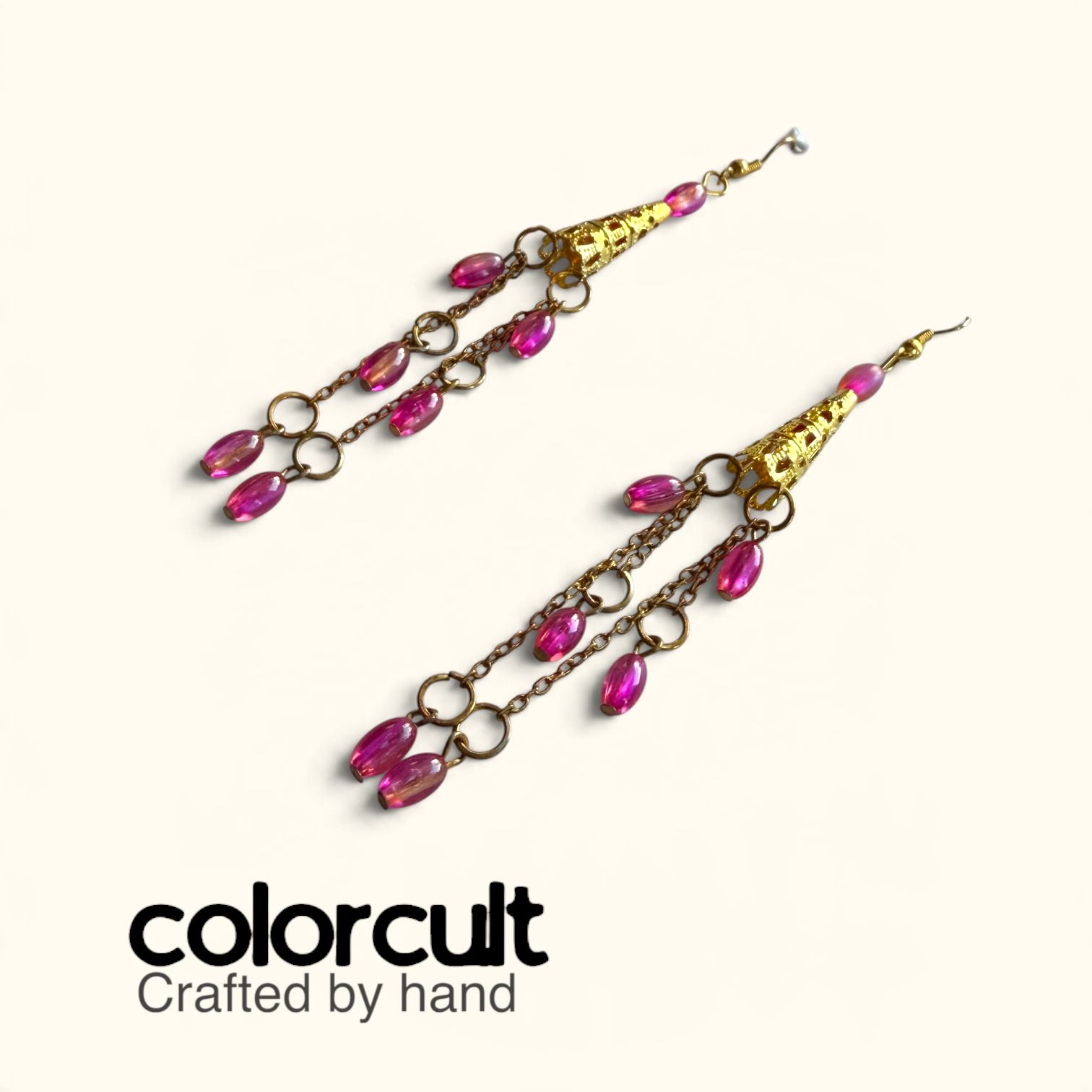 Fuchsia Glass Bead & Chain Waterfall Dangles (7).PNG