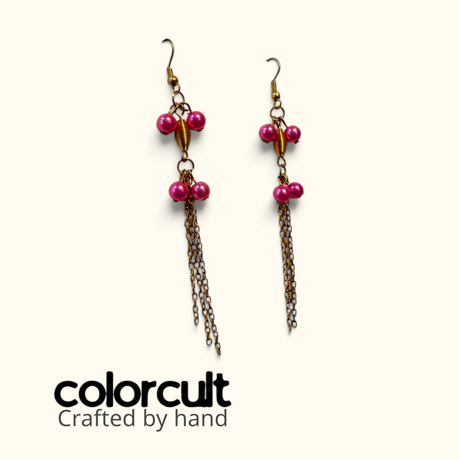 Fuchsia Pearl & Golden Chain Tassel Dangles (3).png