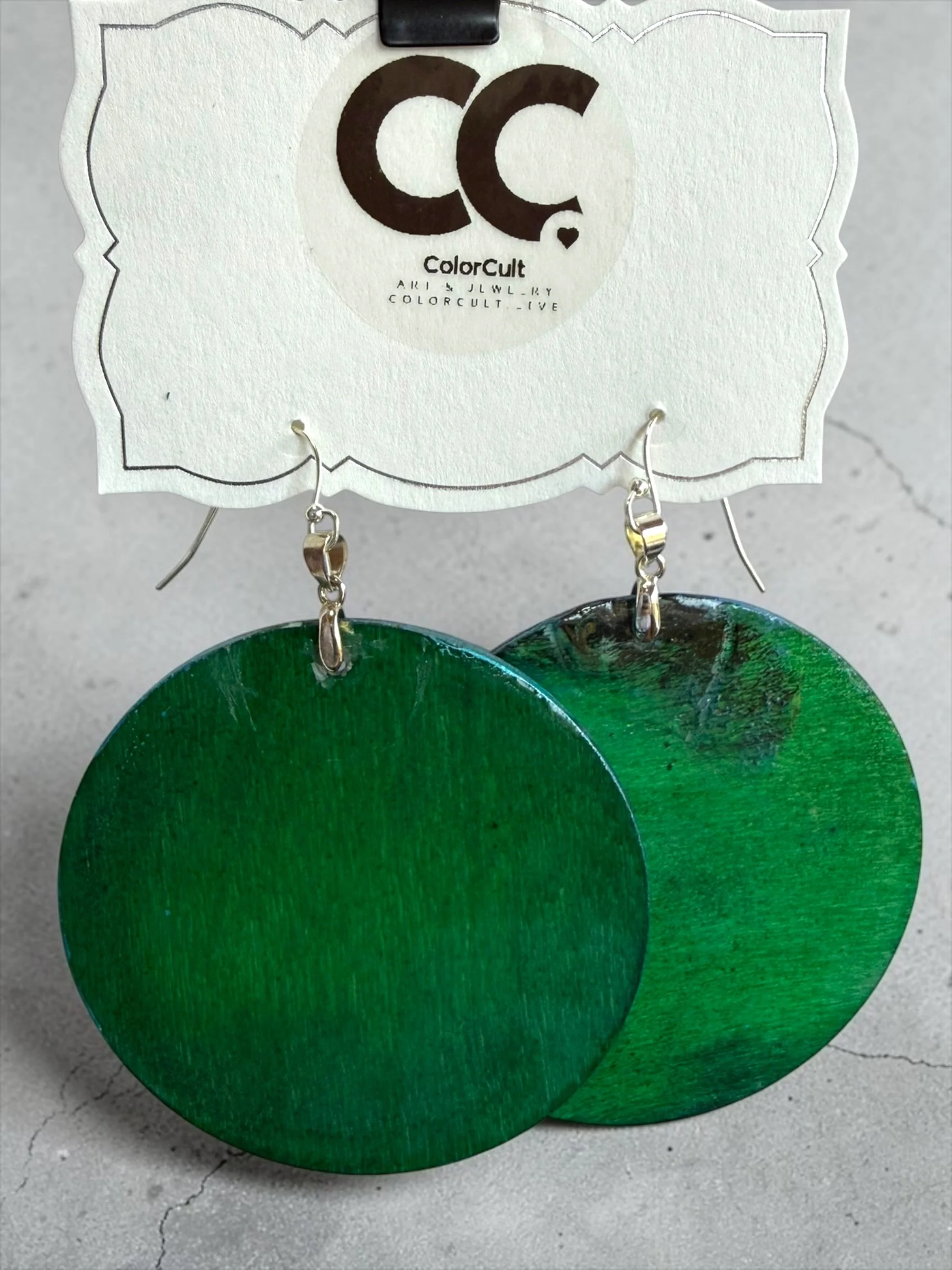 Reversible Blue Green Glow Queen Round Earrings