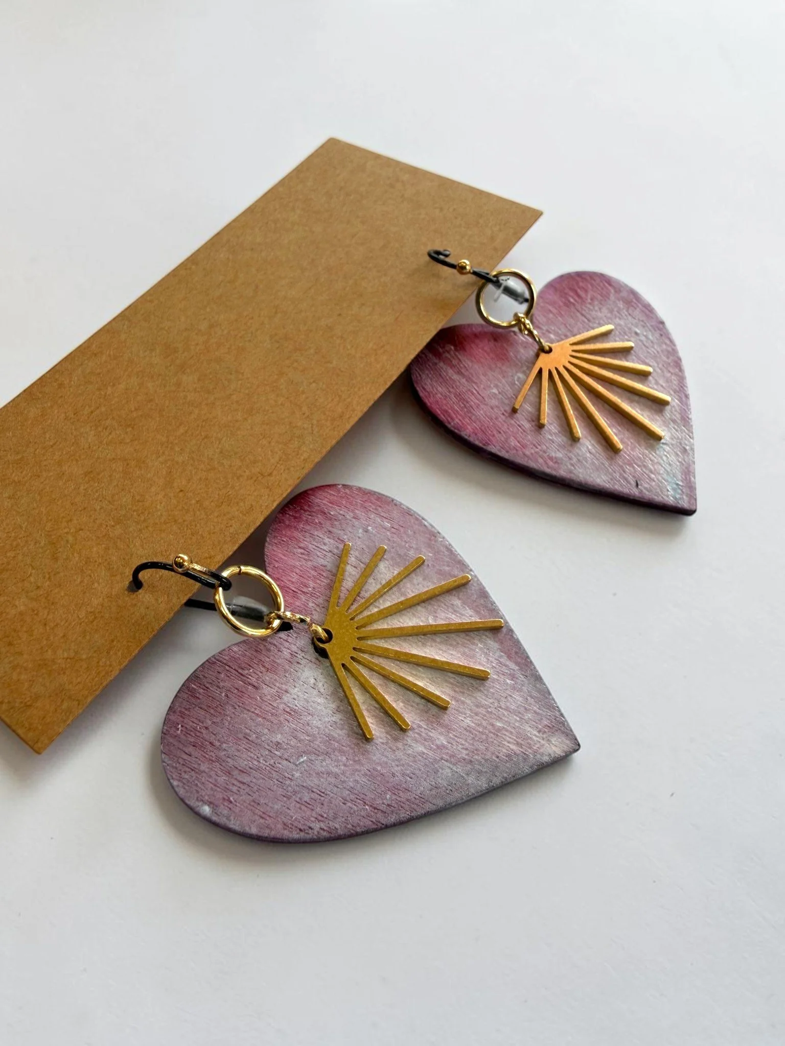 Whitewash Rustic Heart Earrings