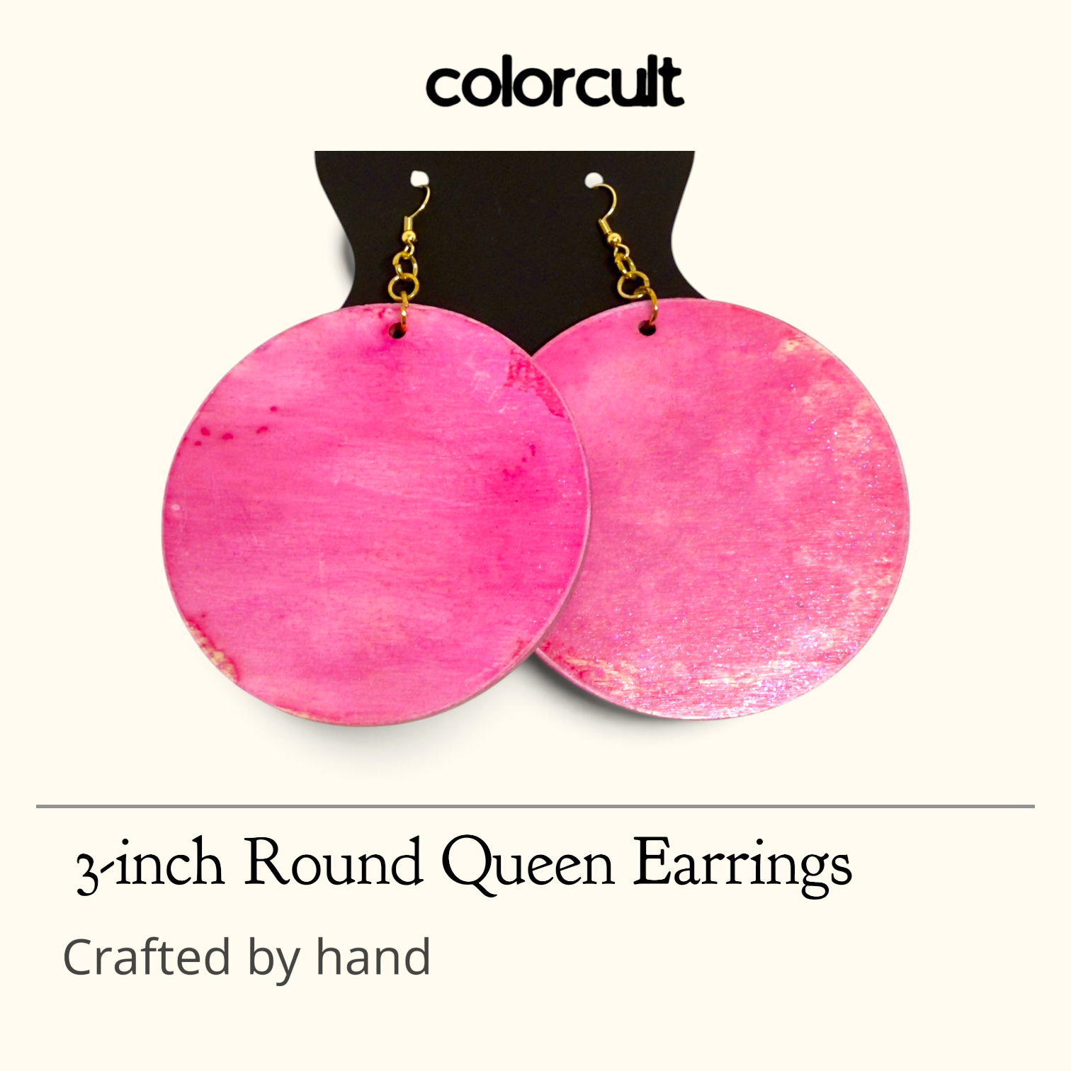 Distressed Pink & Gold Queen Round Earrings