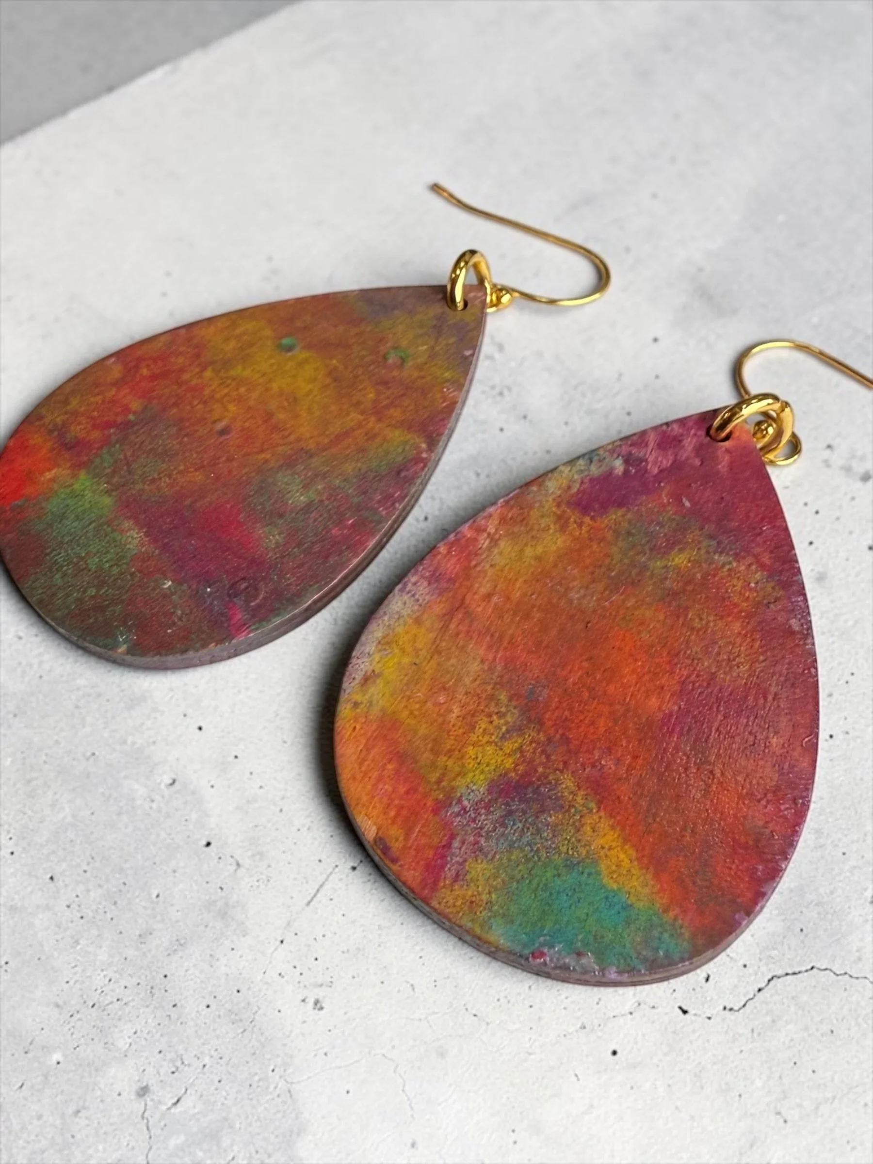 Multicolor Reversible Teardrop Earrings by Color Cult