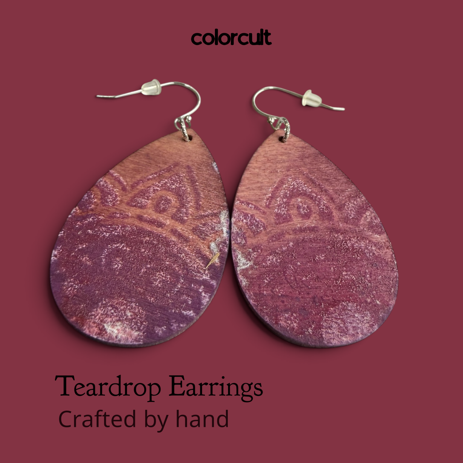 Bohemian Distressed Mandala Teardrop Earrings