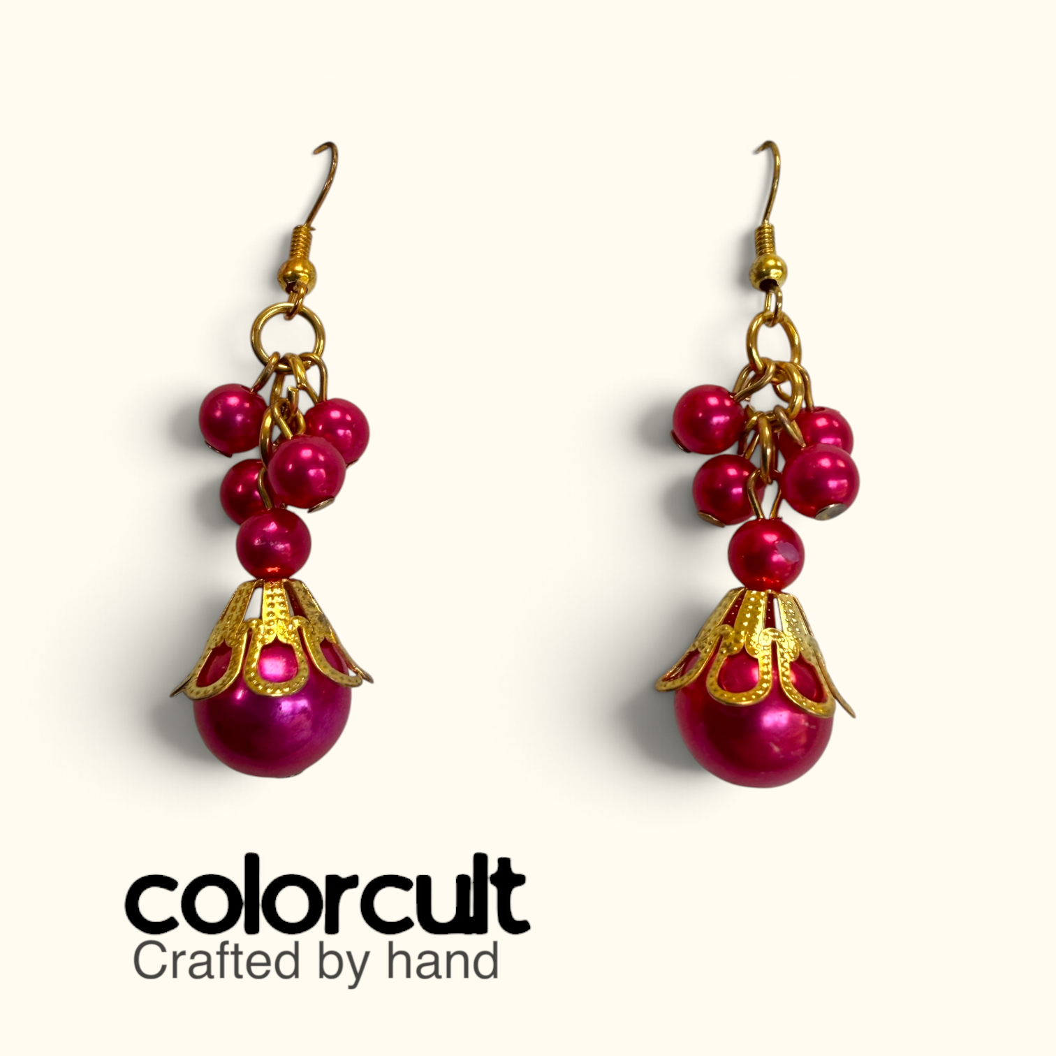 Fuchsia Berry Cluster Drop Earrings