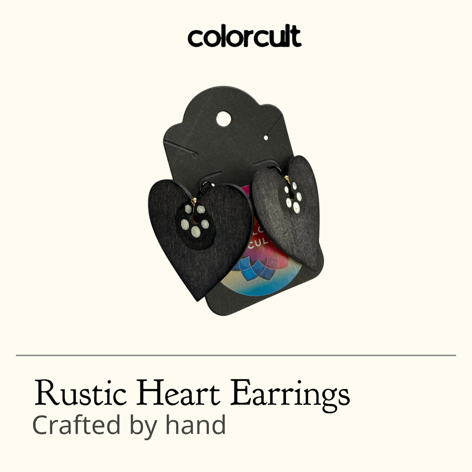 Black and White Rustic Heart Earrings
