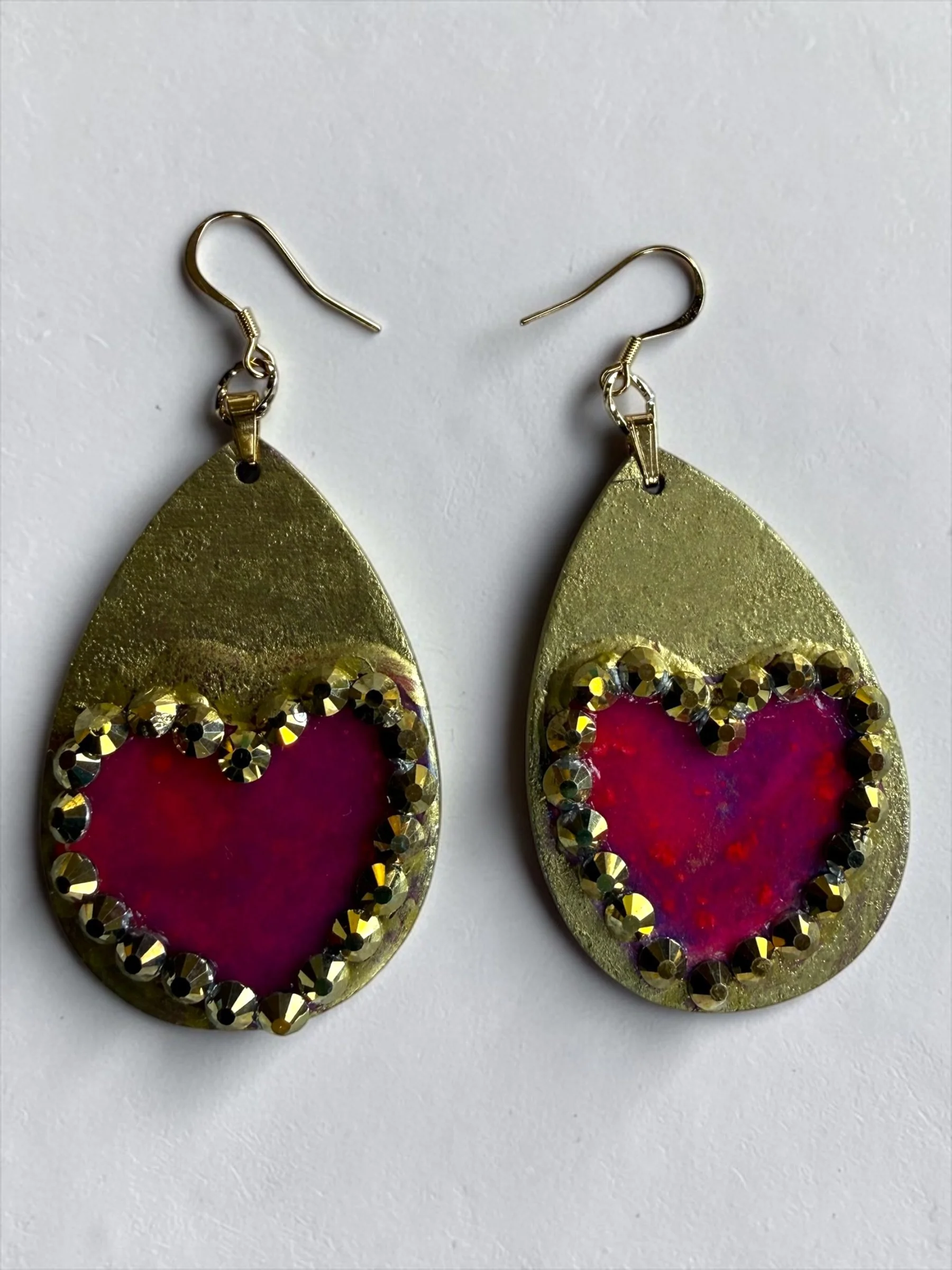 Golden Glow Heart Teardrop Earrings