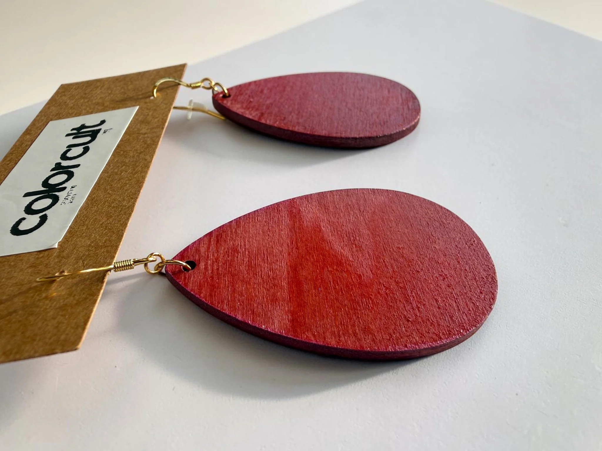Distressed Red Teardrop Earrings by Color Cult