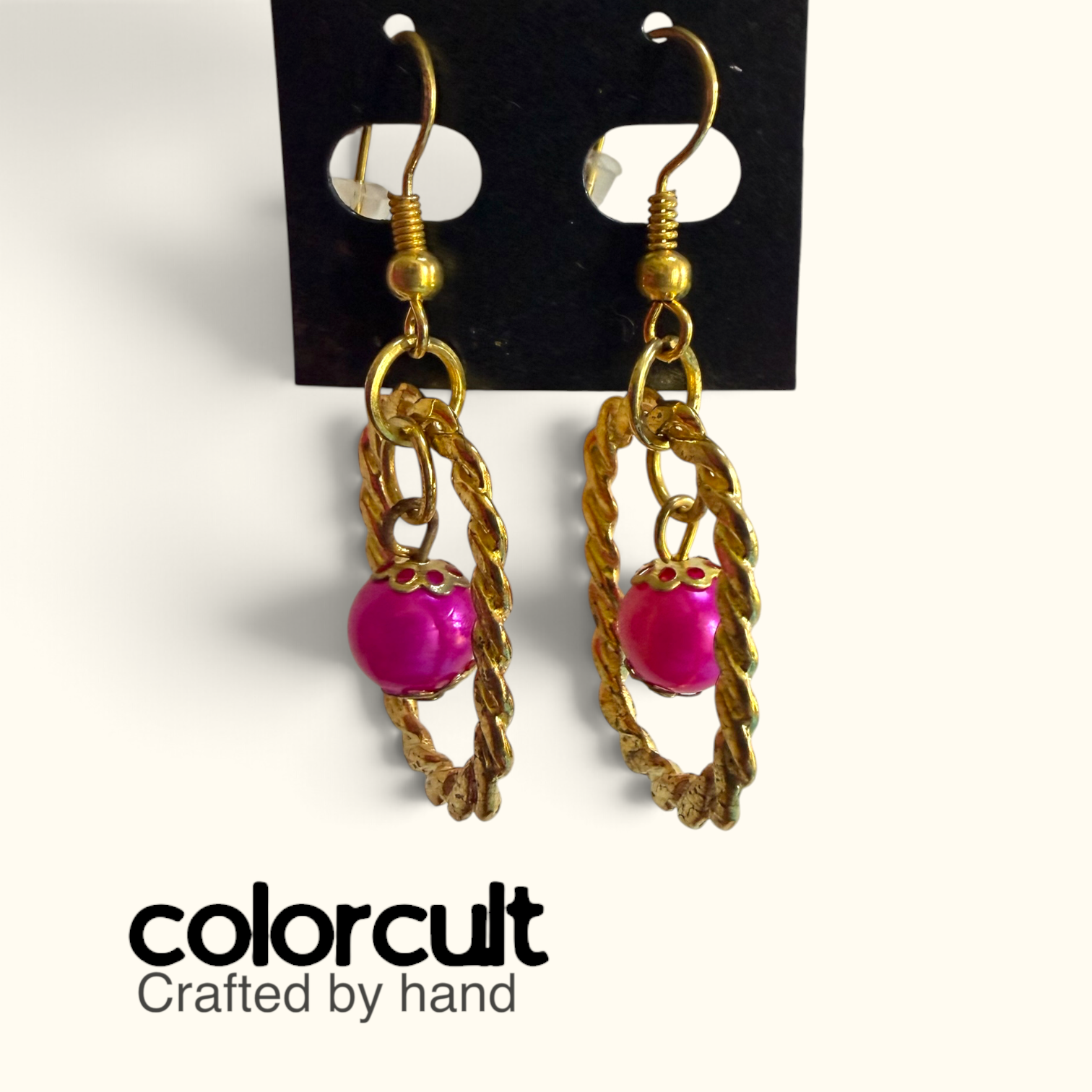 Hot Pink Capped Pearl Twisted Hoop Earrings (2).PNG
