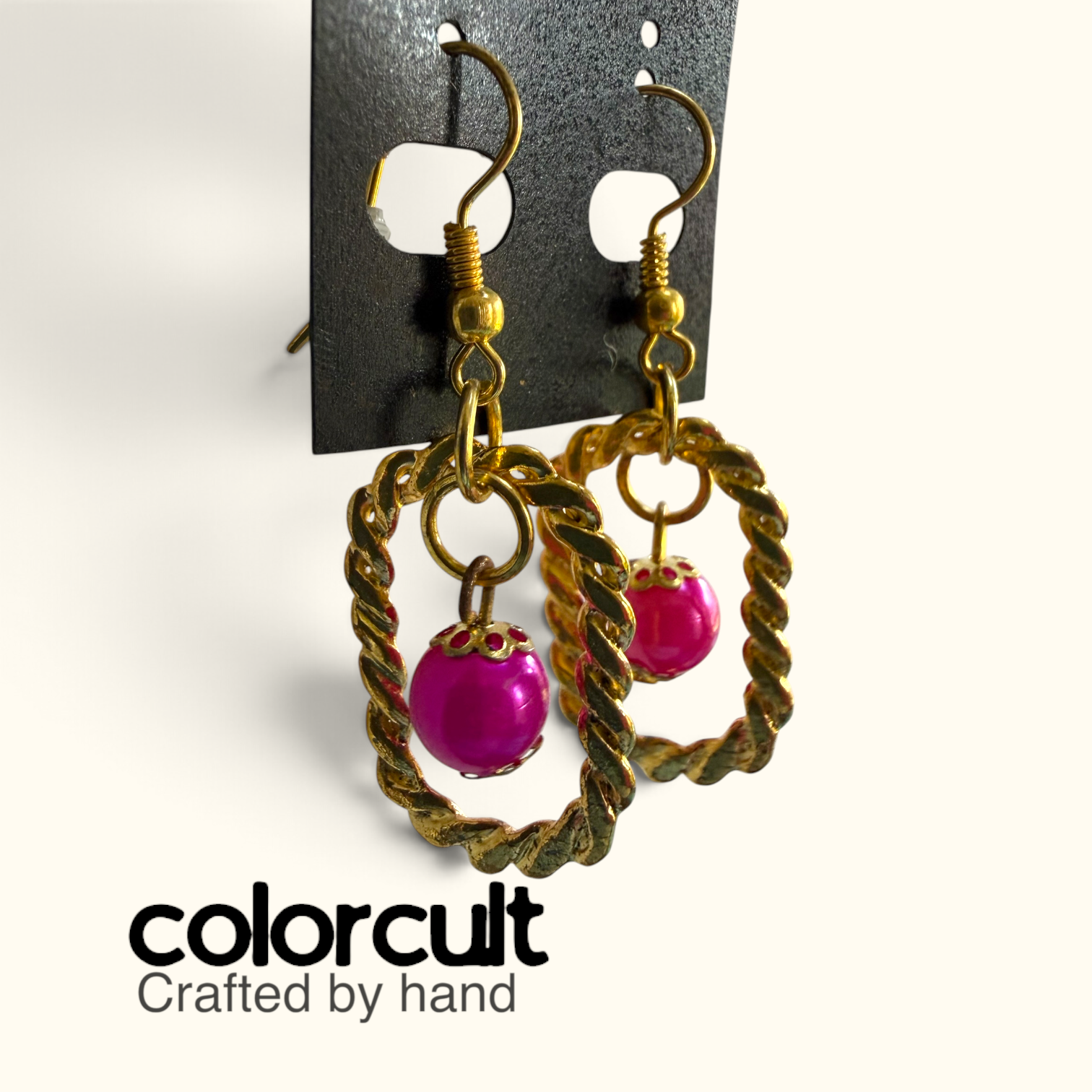 Hot Pink Capped Pearl Twisted Hoop Earrings (4).PNG
