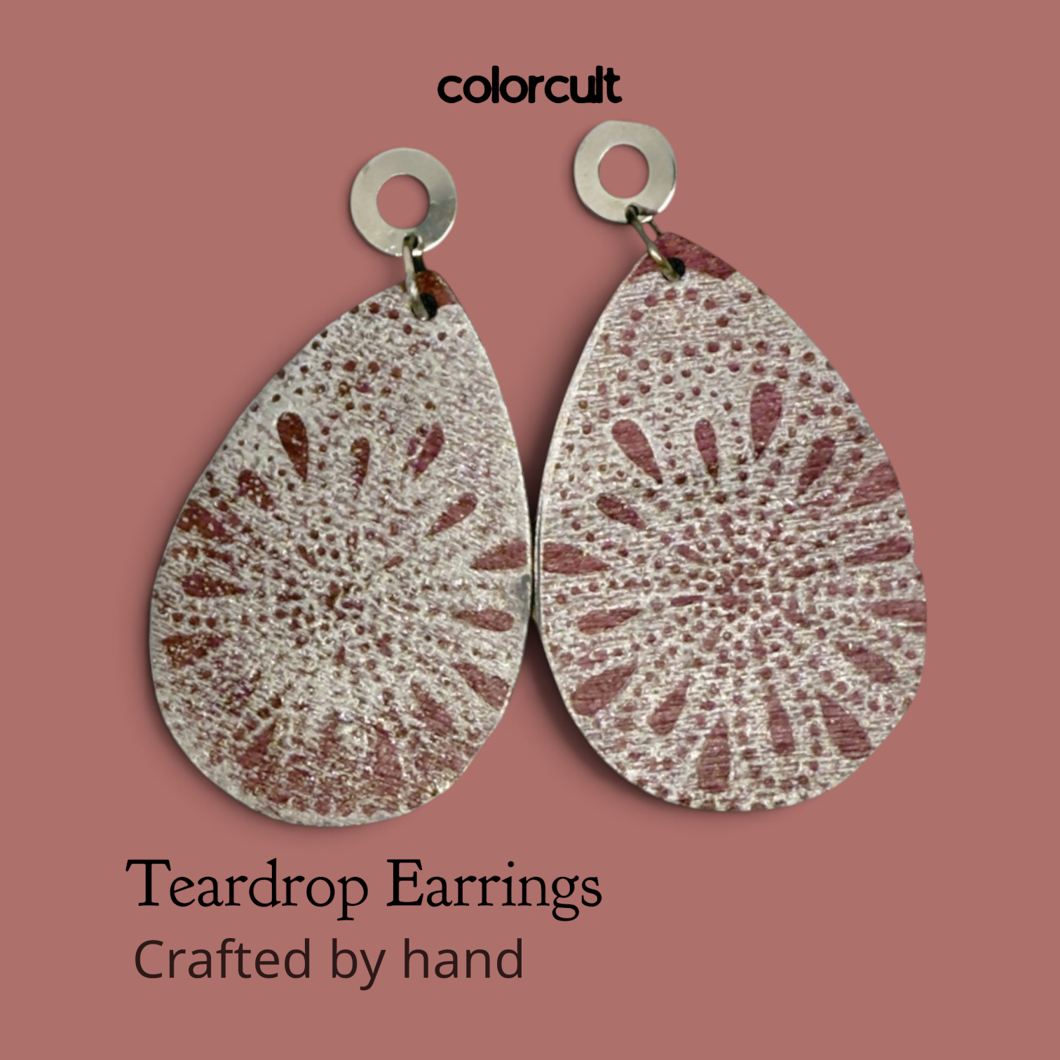 Mauve Motorcycle Teardrop Earrings