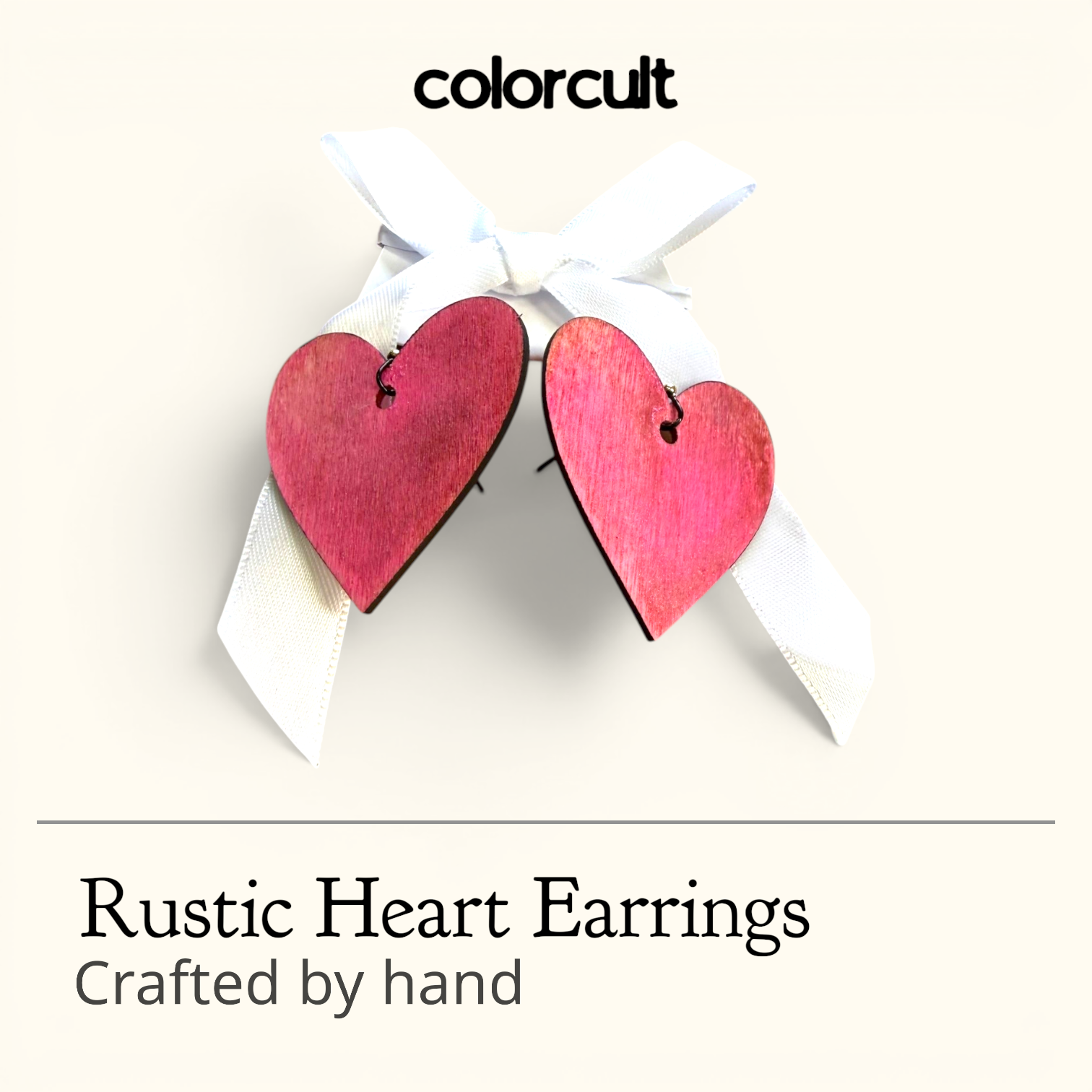 Pink Rustic Heart Earrings