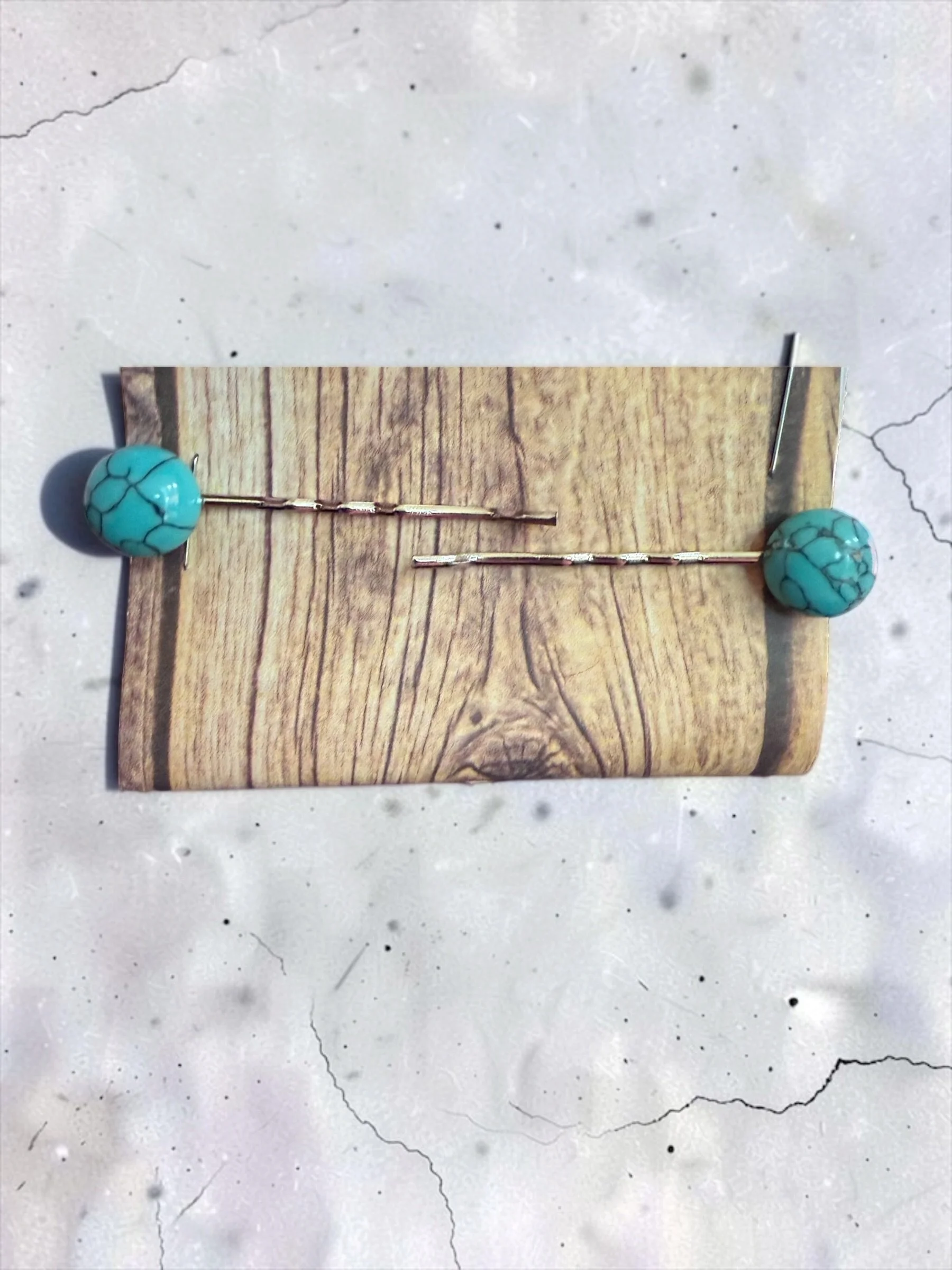 Turquoise & Silver Deluxe Bobby Pin Set