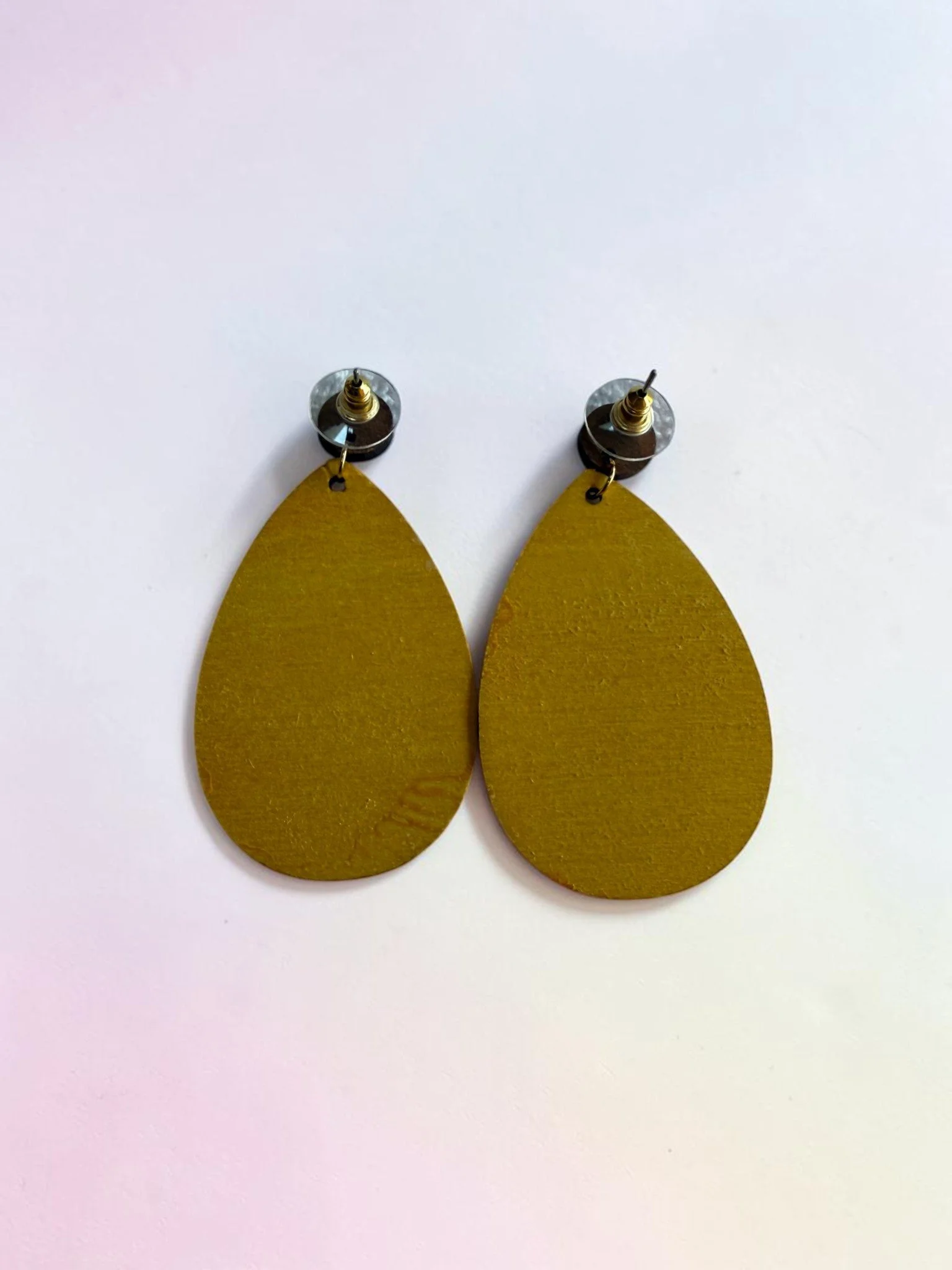 Backside of Avocado Arbor Teardrop Earrings by Color Cult