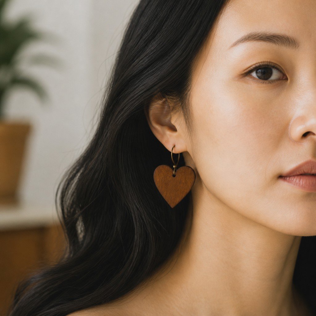 Margaret wearing Eco Chic Rustic Heart Earrings.jpg