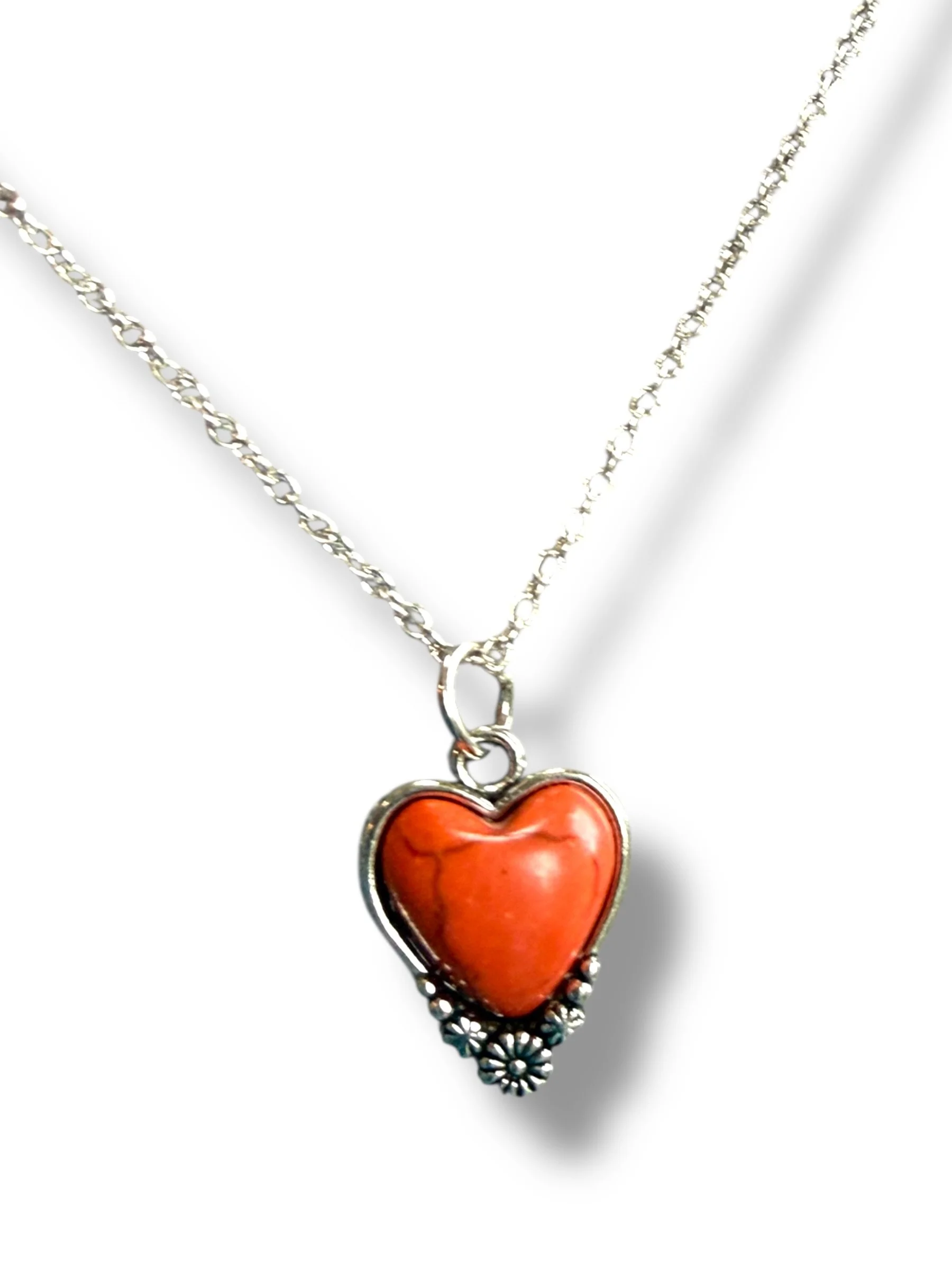 Vibrant Orange Heart Pendant Necklace
