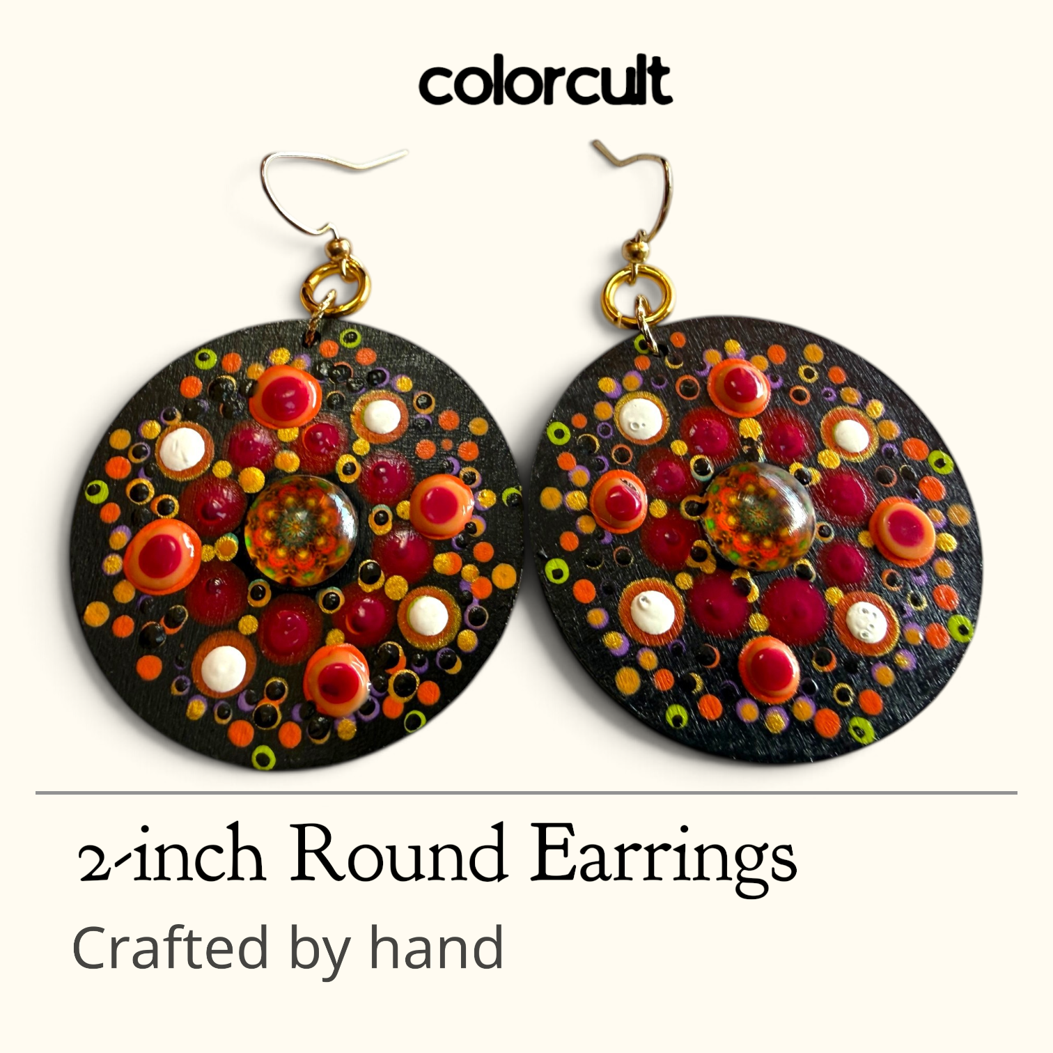 Hand-Painted Mandala Earrings
