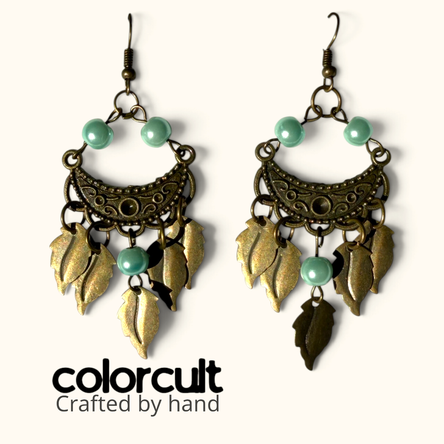 Sage Crescent Botanical Chandelier Dangles