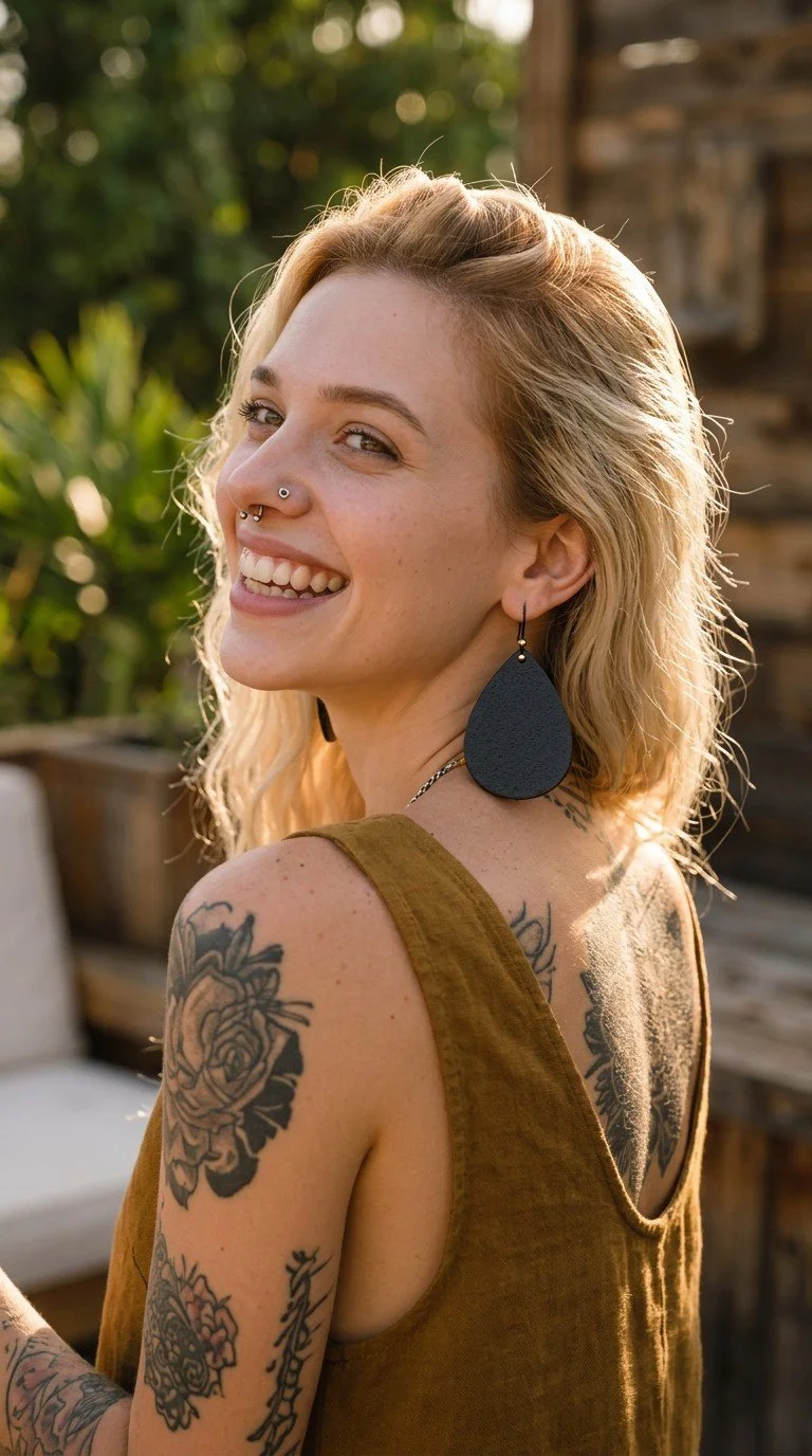 Shiva Wearing Midnight Teardrop Earrings by Color Cult