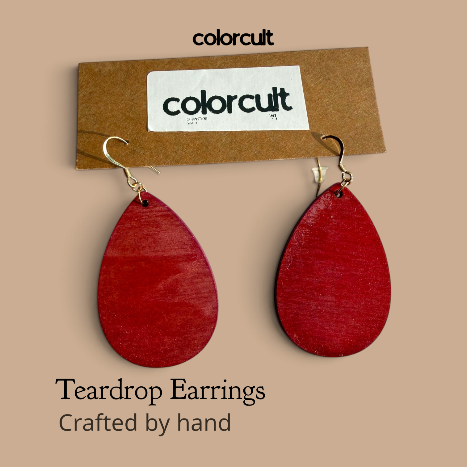 Distressed Red Teardrop Earrings