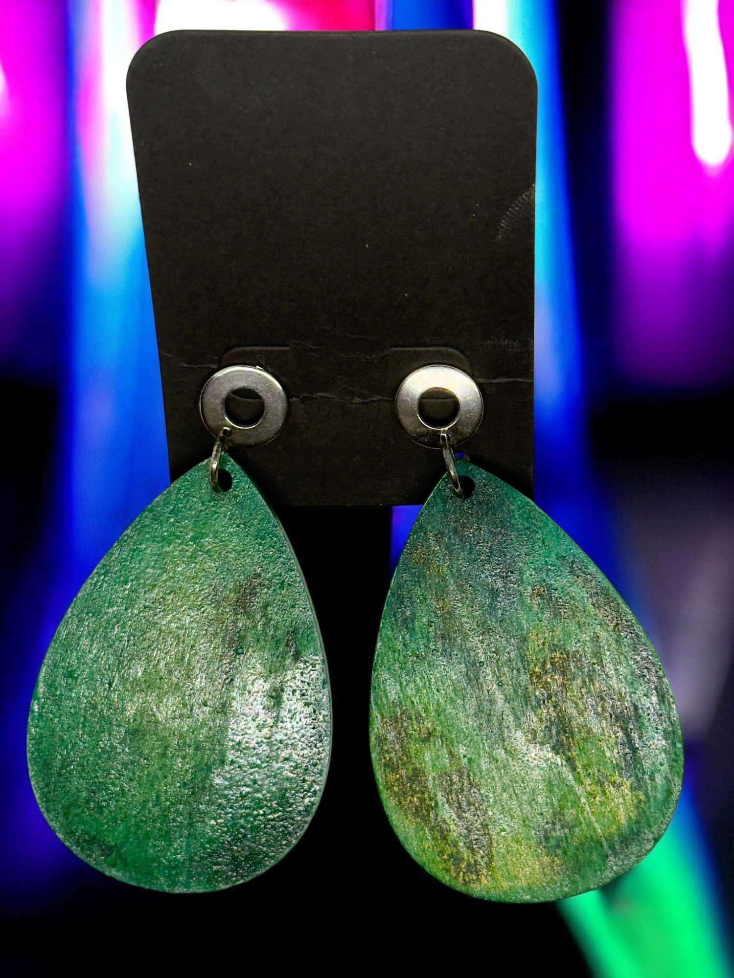 Deep Emerald Teardrop Earrings by Color Cult
