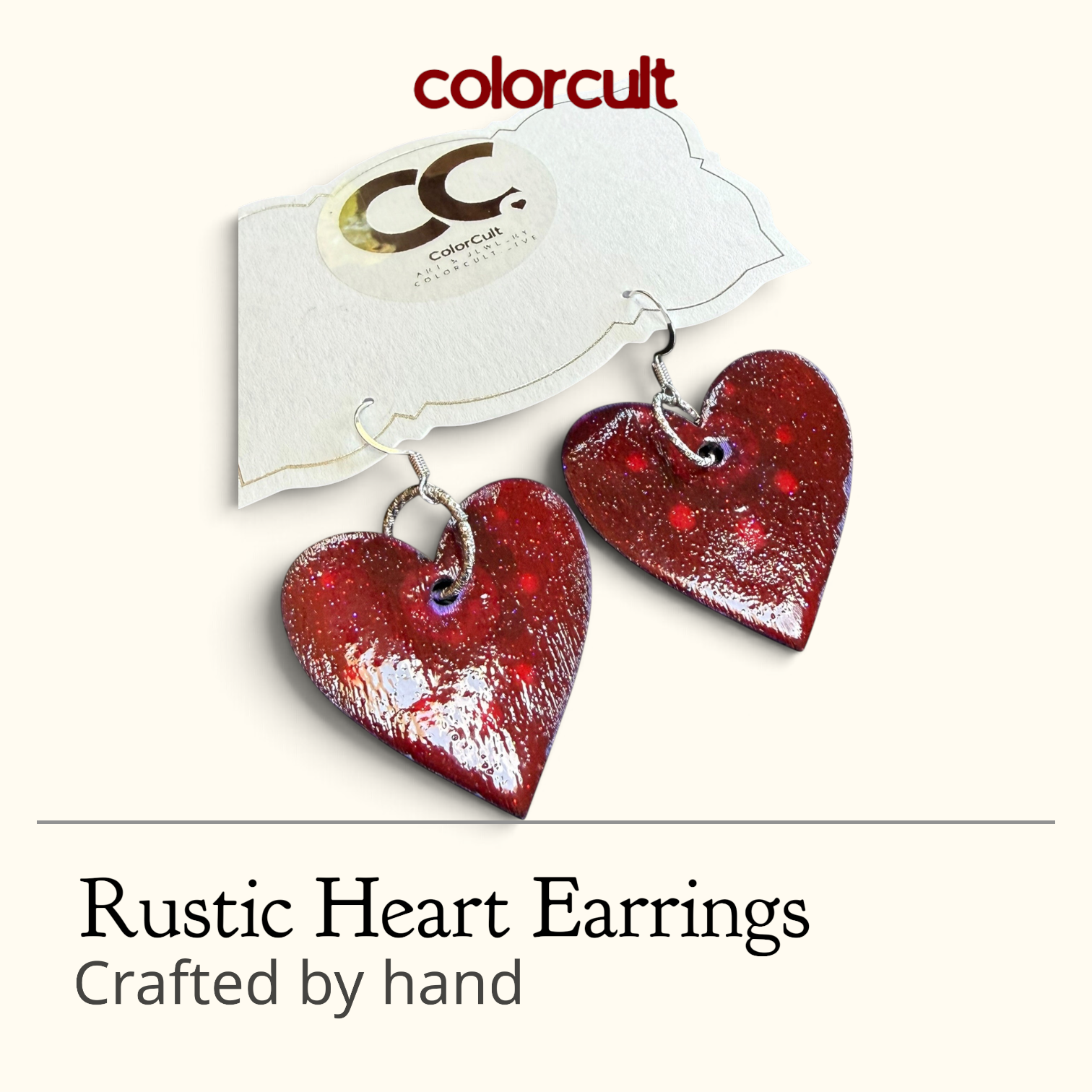 Reversible Romance Red Rustic Heart Earrings