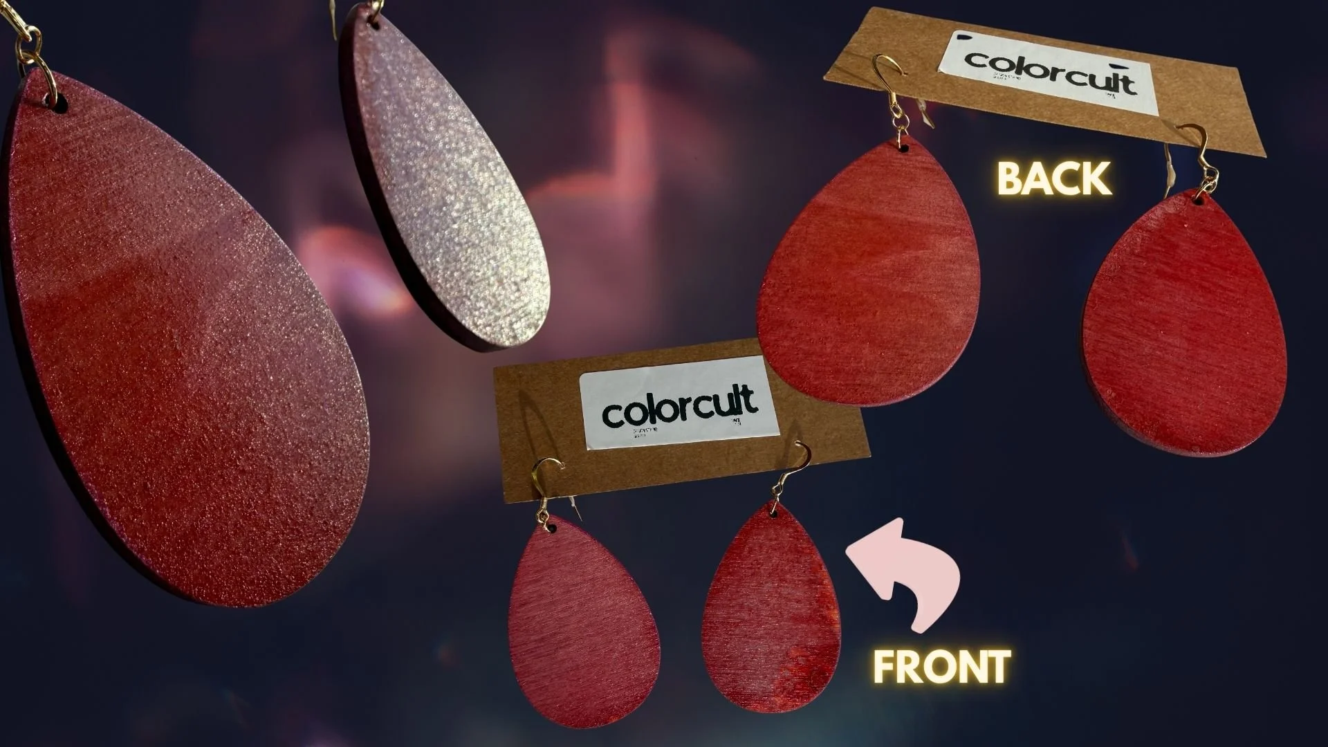 Distressed Red Teardrop Earrings by Color Cult