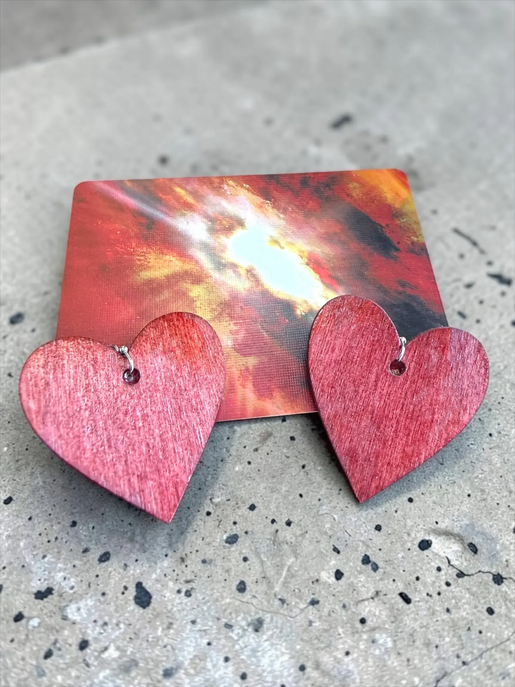 Color Cult Earthy Red Rustic Heart Earrings (3).webp