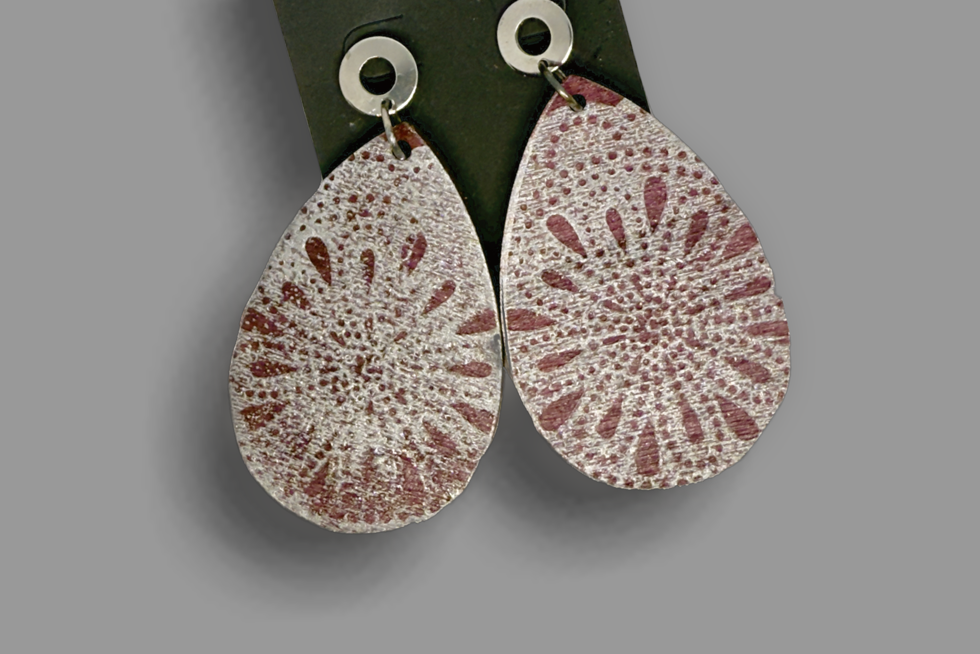 Mauve Motorcycle teardrop earrings by Color Cult