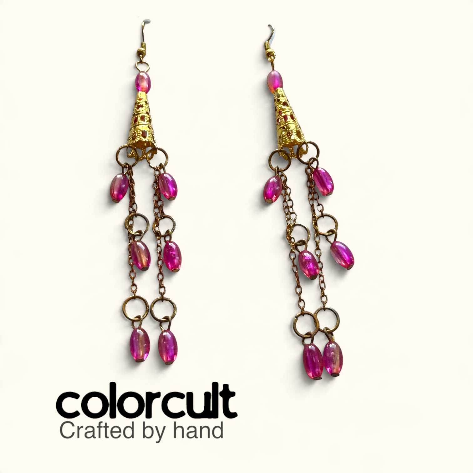 Fuchsia Glass Bead & Chain Waterfall Dangles (6).PNG