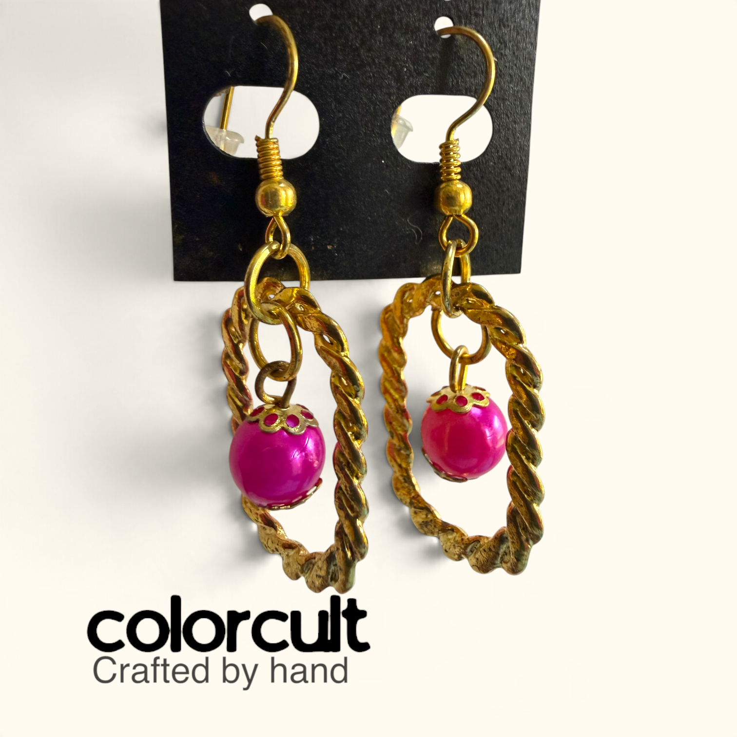 Hot Pink Capped Pearl Twisted Hoop Earrings (5).PNG